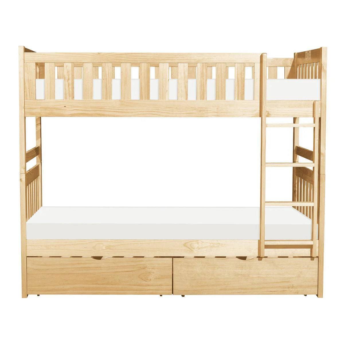 Bartly Natural Twin Over Twin Bunk Bed With Storage Boxes - Image 2