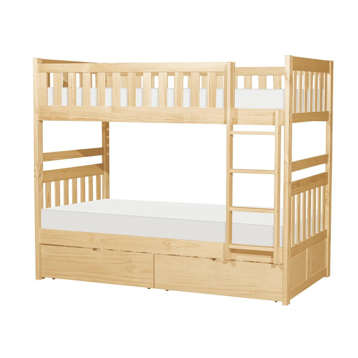 Bartly Natural Twin Over Twin Bunk Bed With Storage Boxes - Image 3