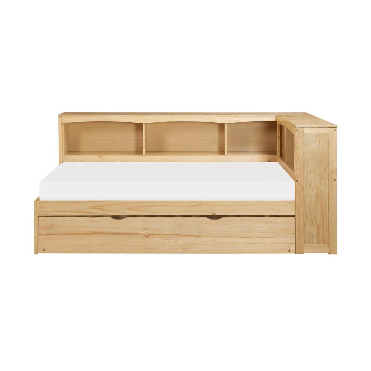 Bartly Natural Twin Bookcase Corner Bed With Twin Trundle - Image 2