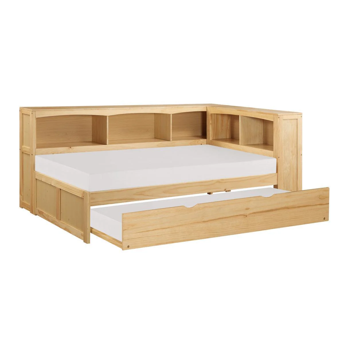 Bartly Natural Twin Bookcase Corner Bed With Twin Trundle - Image 3