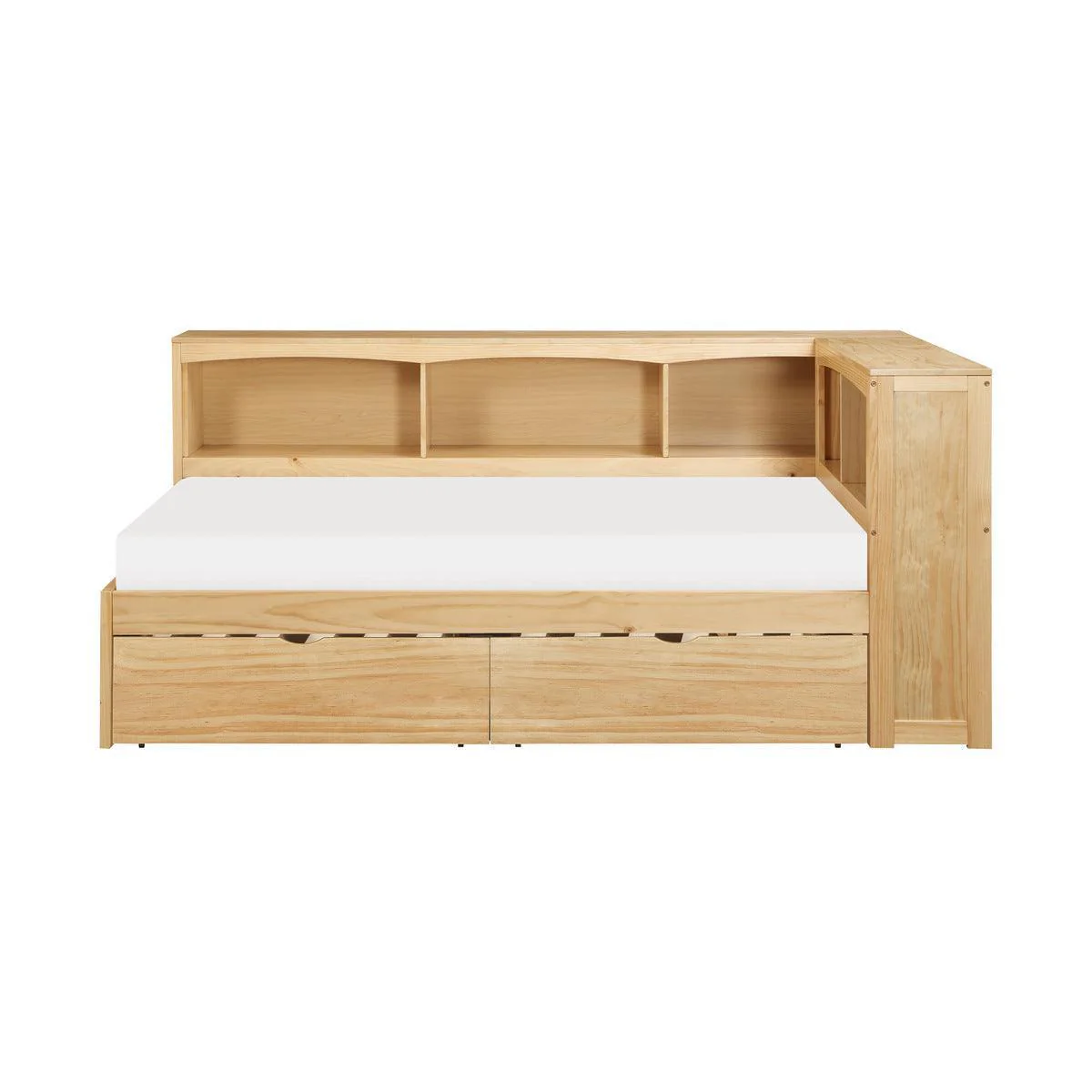 Bartly Natural Twin Bookcase Corner Bed With Storage Boxes - Image 3