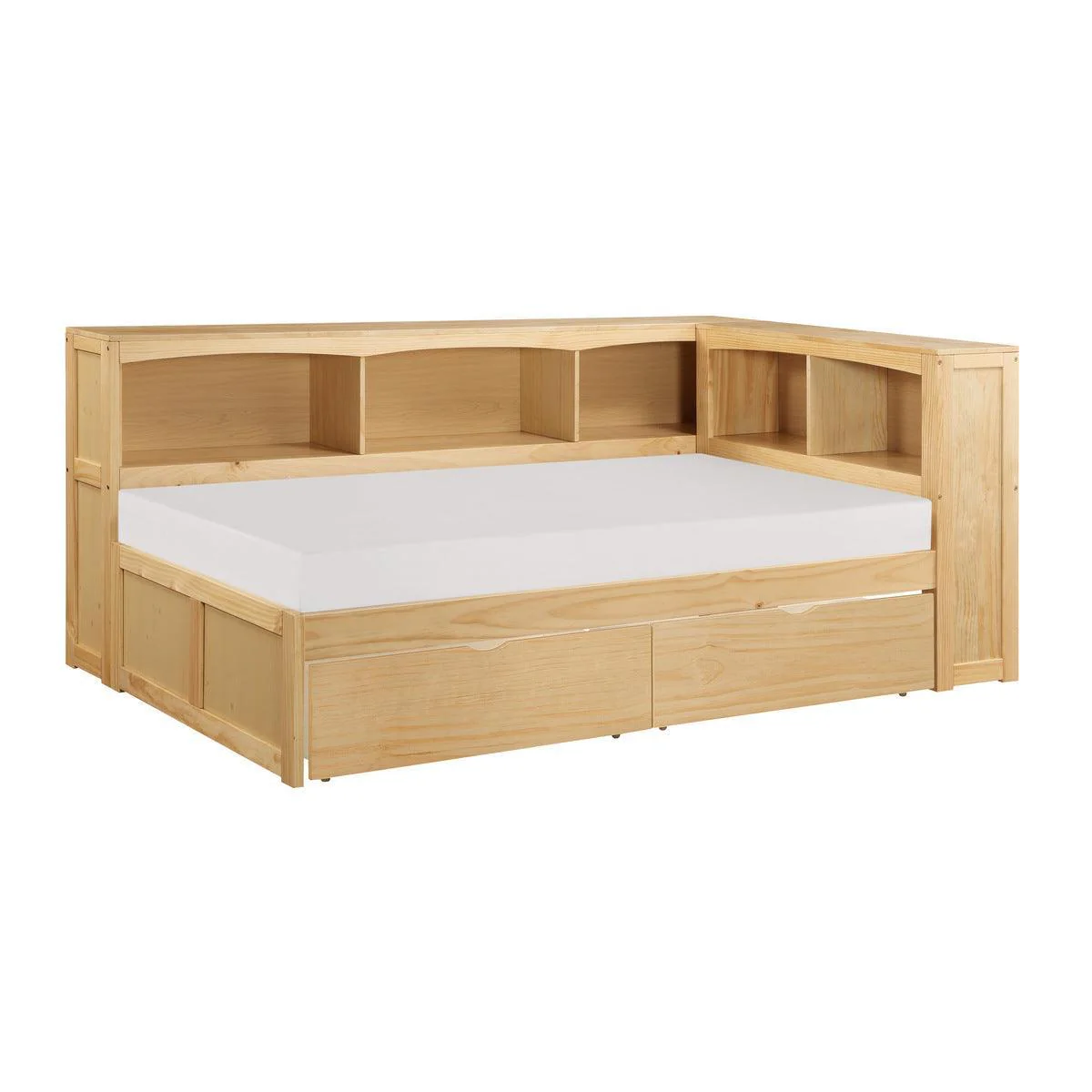 Bartly Natural Twin Bookcase Corner Bed With Storage Boxes - Image 2