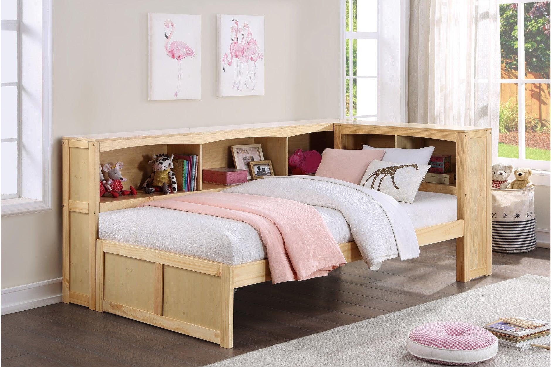 Bartly Natural Bookcase Storage Bedroom Set