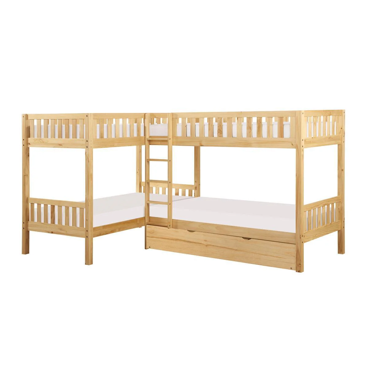 Bartly Natural Corner Bunk Bed With Twin Trundle - Image 2