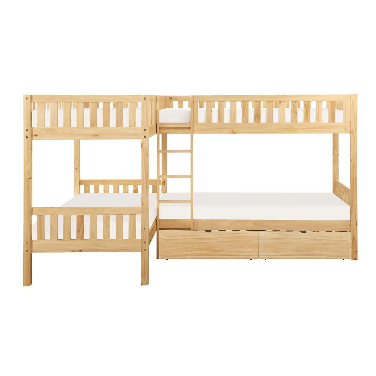 Bartly Natural Twin Corner Bunk Bed With Storage Boxes - Image 3