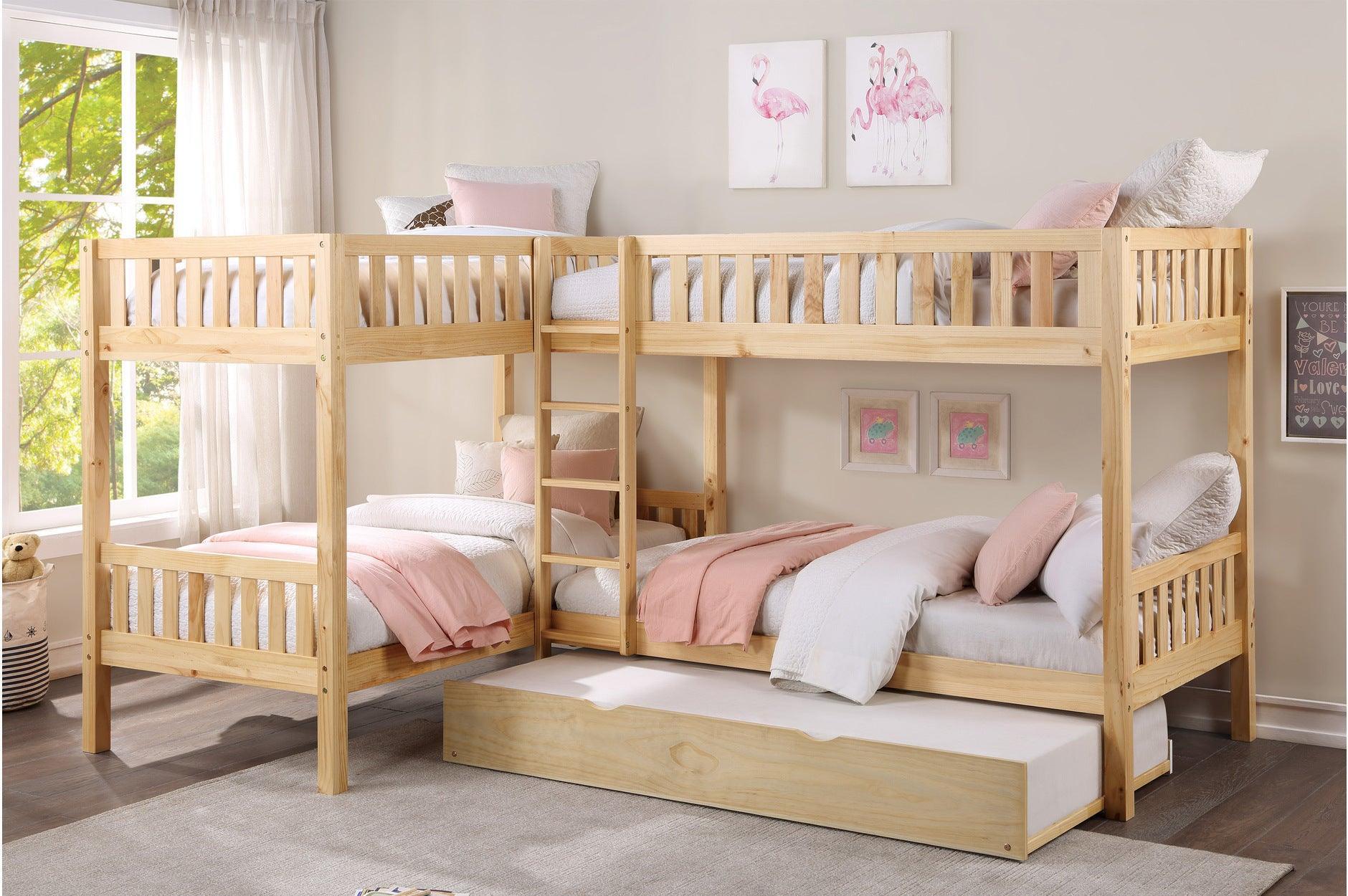 Bartly Natural Corner Bunk Bedroom Set With Trundle - Image 2