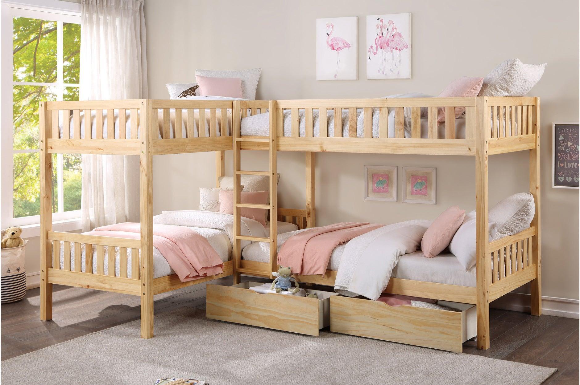 Bartly Natural Corner Bunk Bedroom Set With Trundle - Image 3