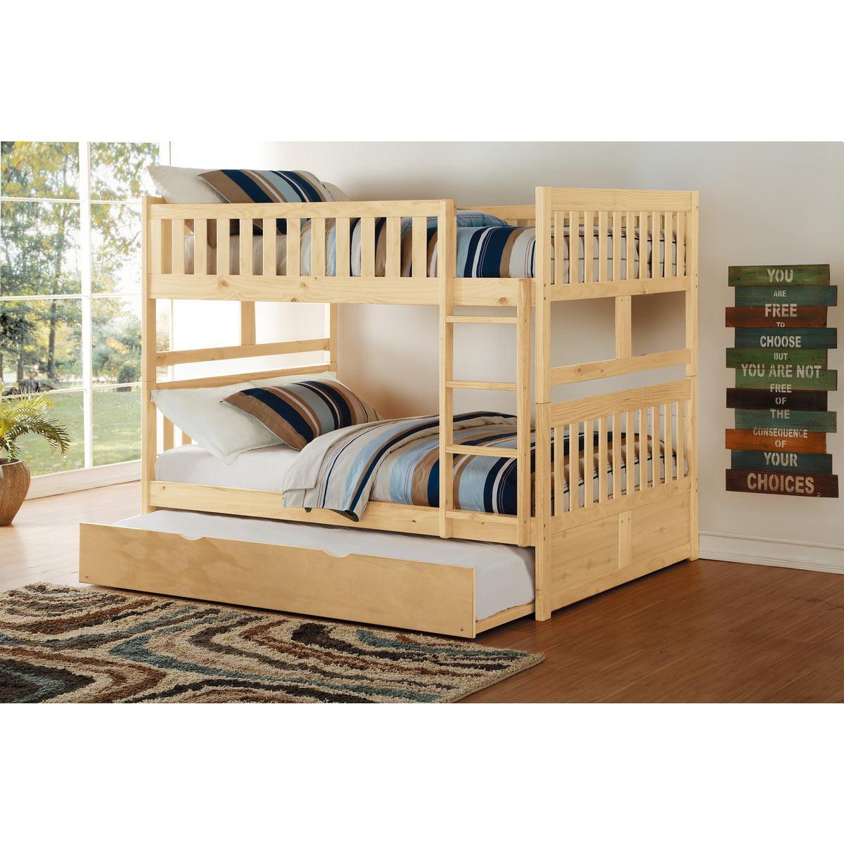 Bartly Natural Full Over Full Bunk Bed With Twin Trundle - Image 1