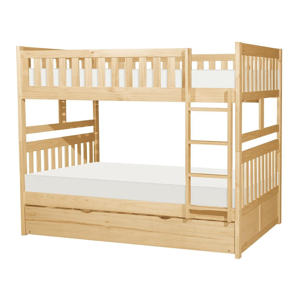 Bartly Natural Full Over Full Bunk Bed With Twin Trundle - Image 3