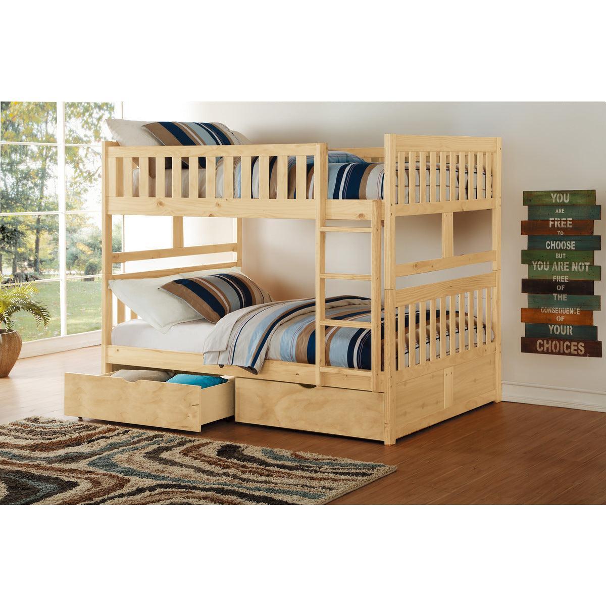 Bartly Natural Full Over Full Bunk Bed With Storage Boxes - Image 1