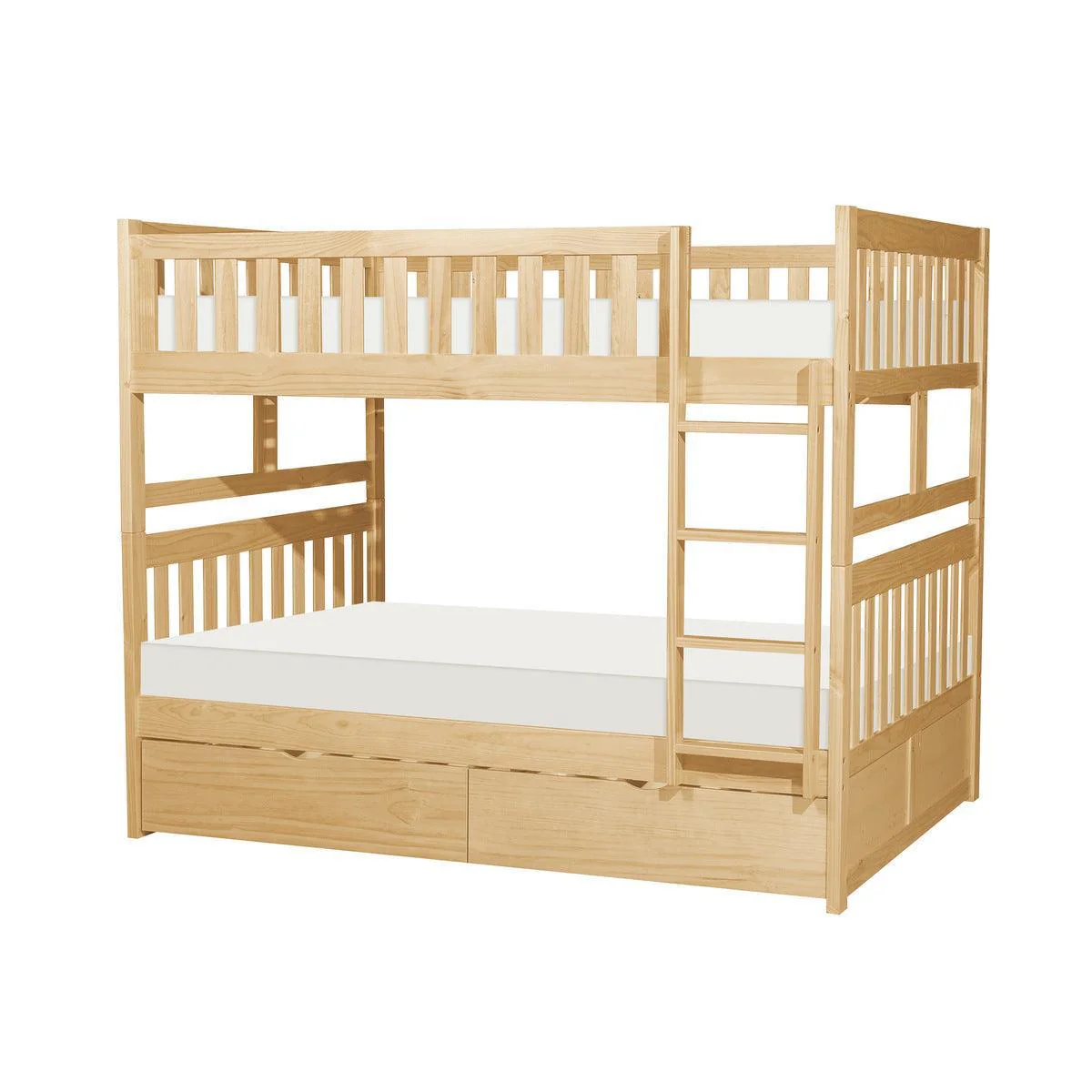 Bartly Natural Full Over Full Bunk Bed With Storage Boxes - Image 2