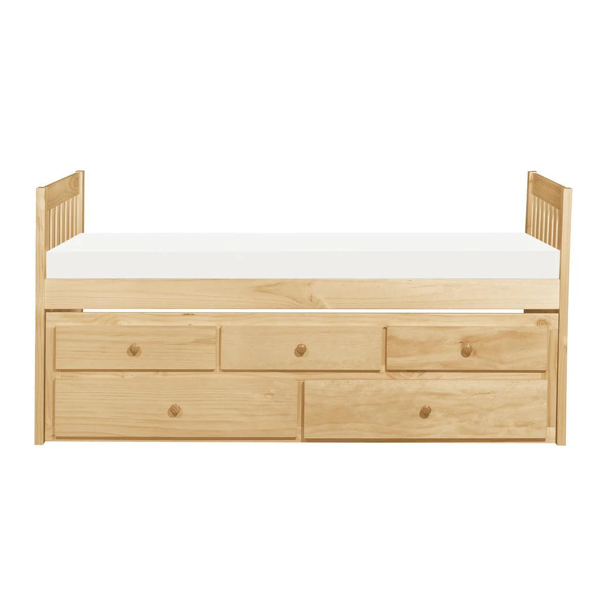 Bartly Natural Twin Panel Storage Trundle Bed