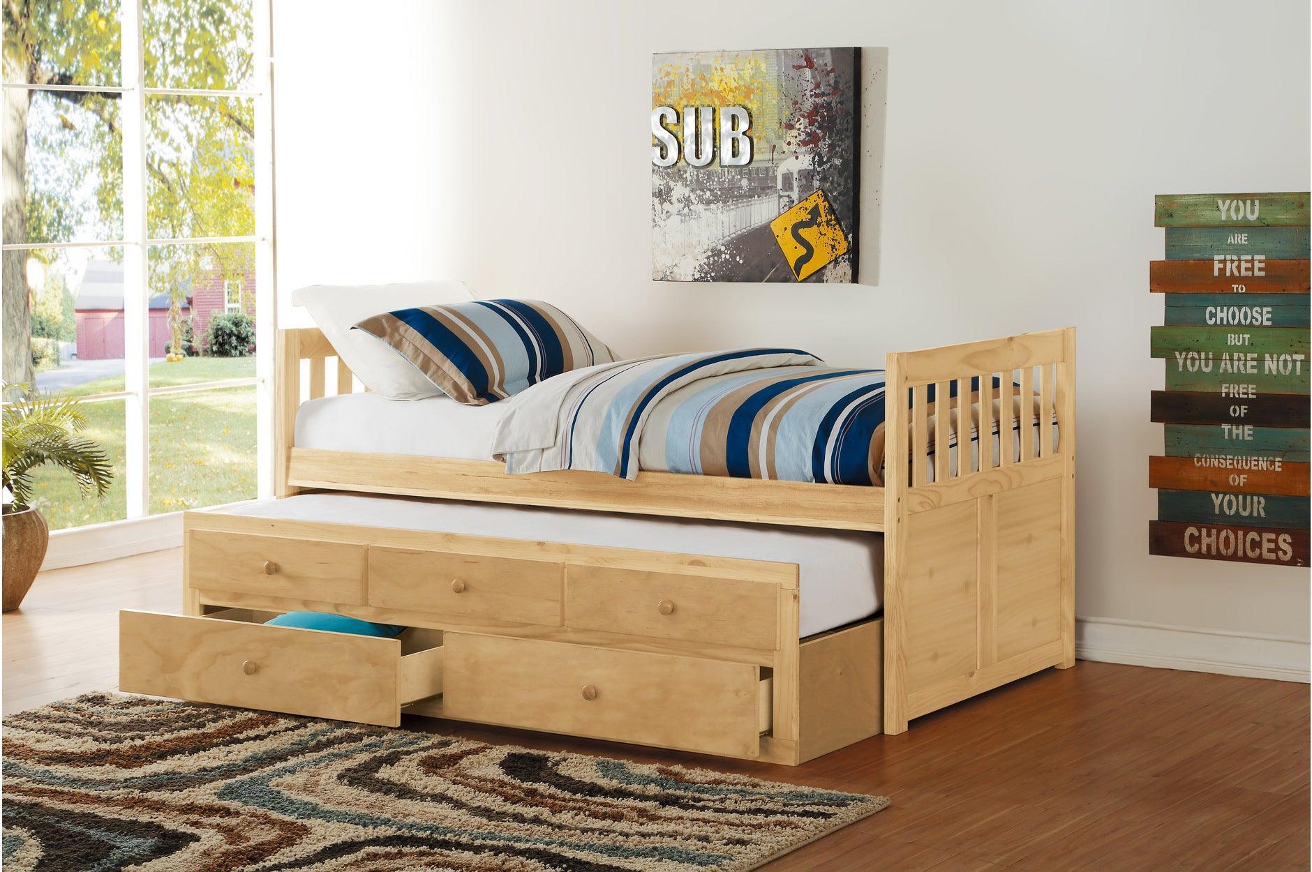 Bartly Natural Panel Storage Trundle Bedroom Set