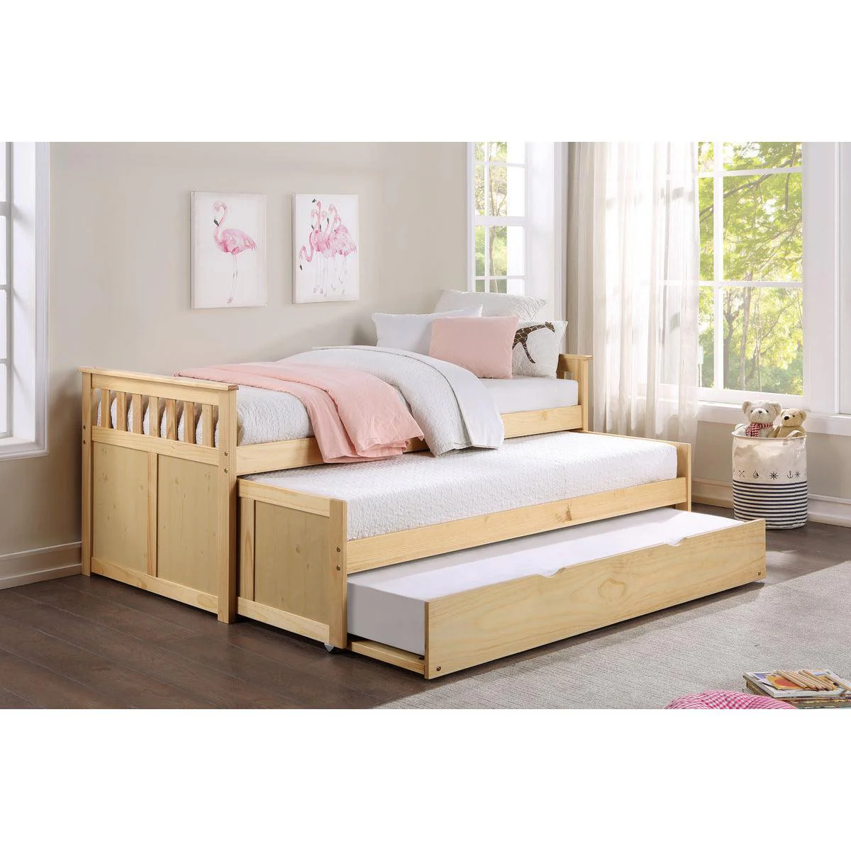 Bartly Natural Twin Over Twin Trundle Bed - Image 1