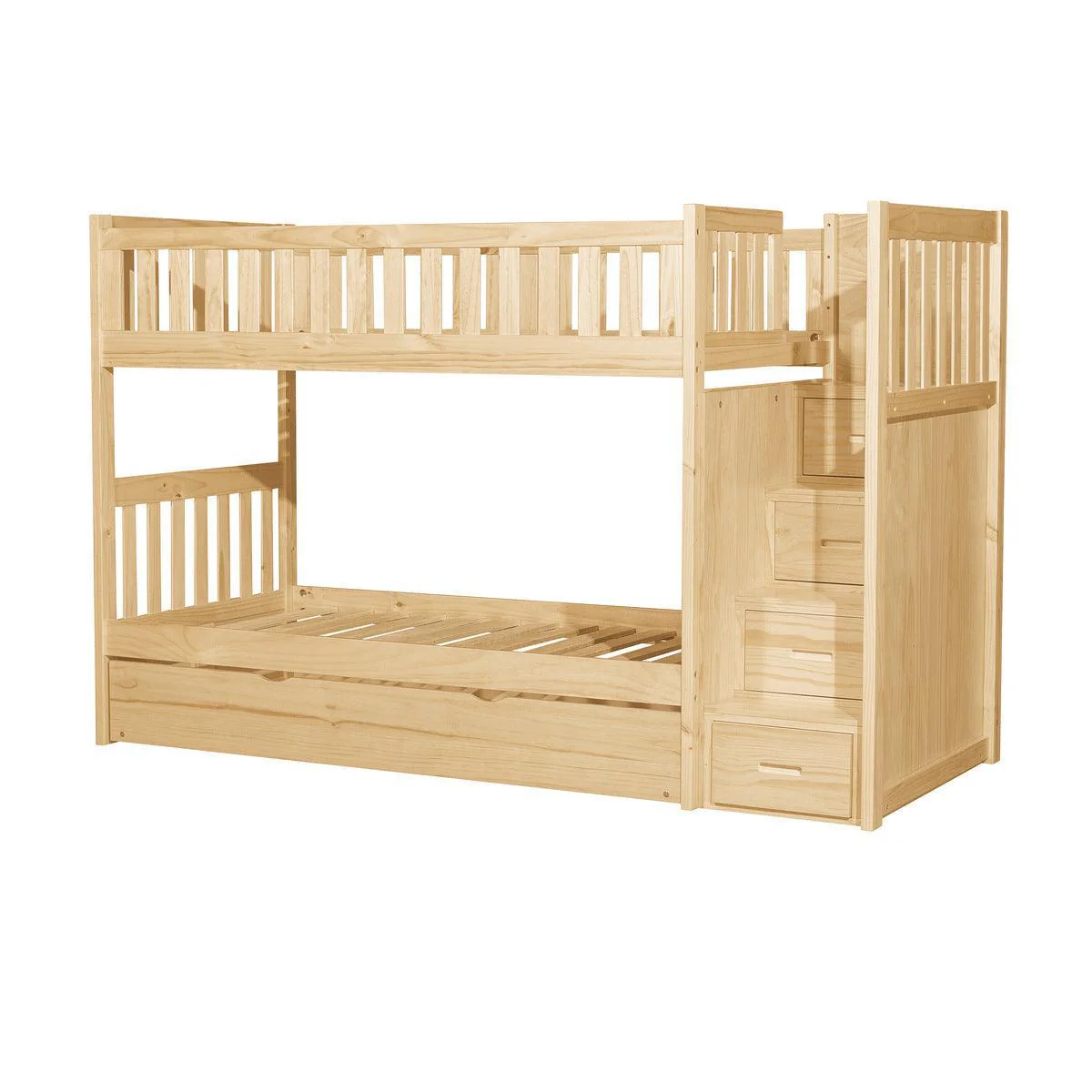 Bartly Natural Twin Over Twin Step Bunk Bed With Twin Trundle - Image 3