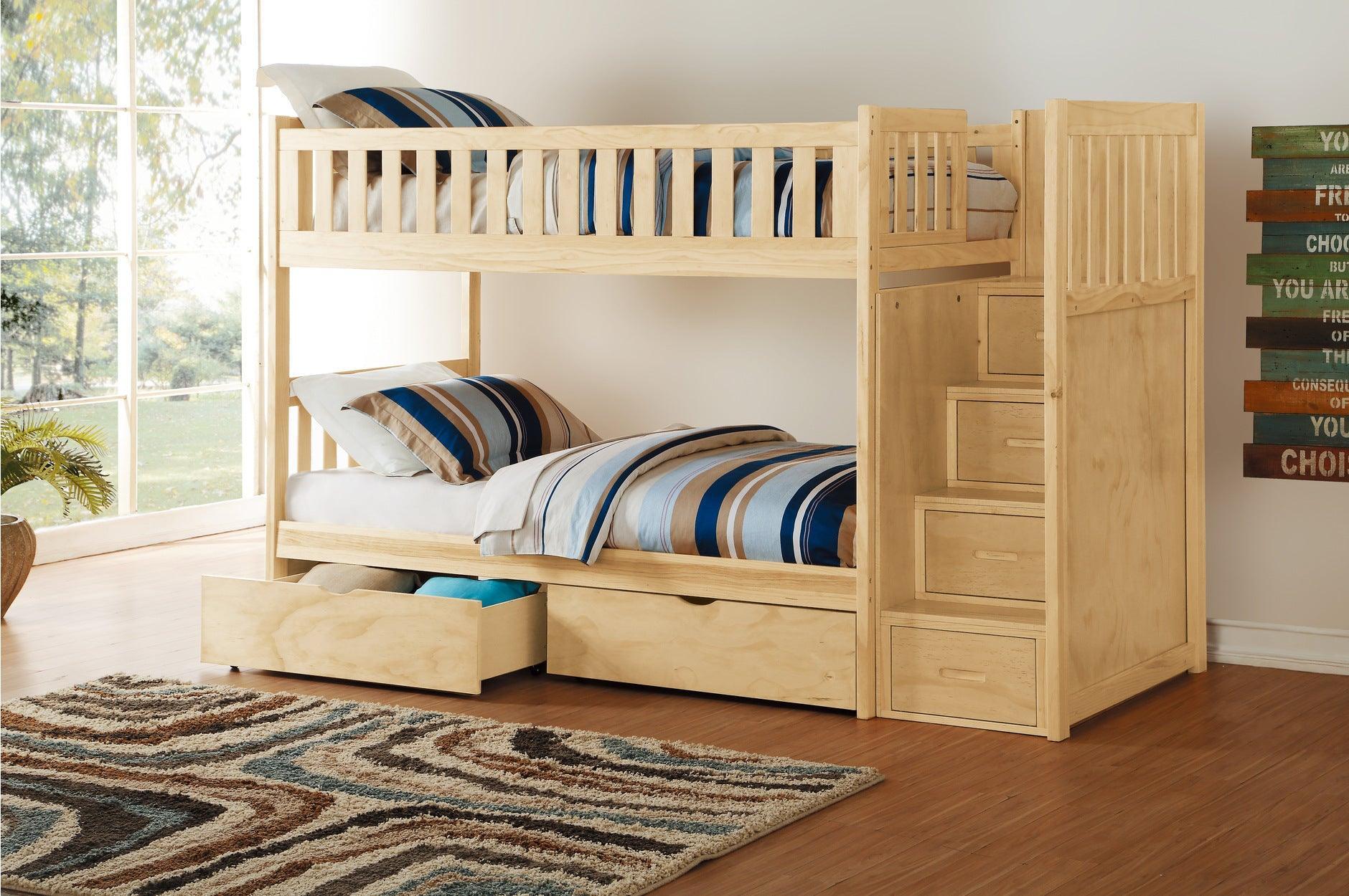 Bartly Natural Bunk Bedroom Set With Storage - Image 3
