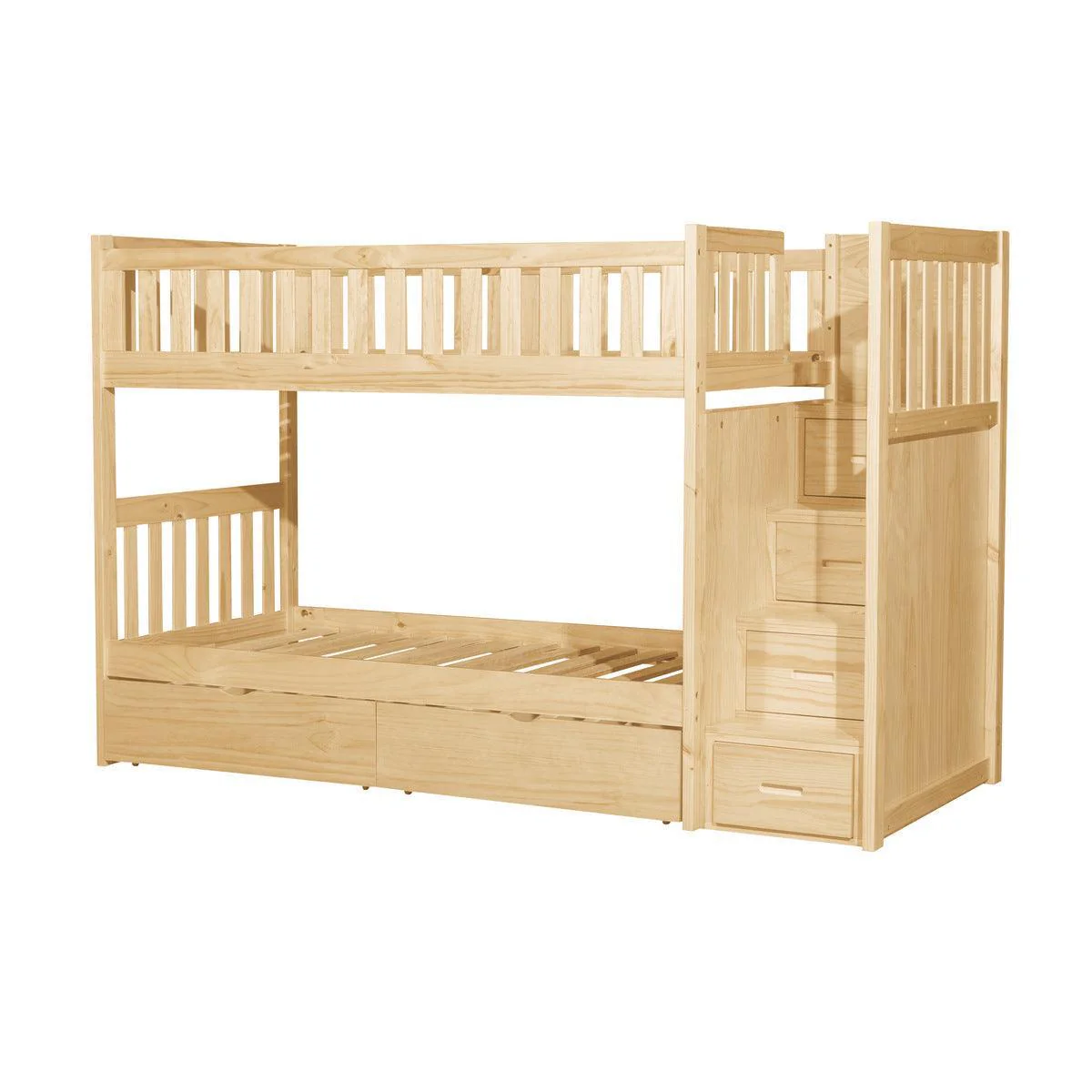 Bartly Natural Twin Bunk Bed With Reversible Step Storage Storage Boxes - Image 3