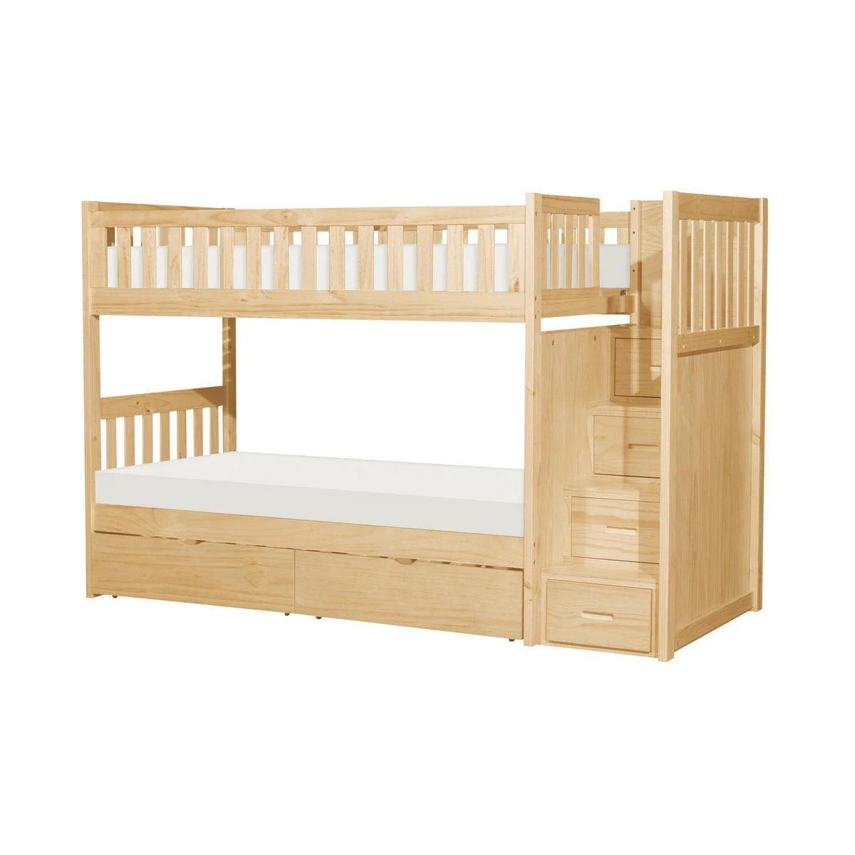 Bartly Natural Twin Bunk Bed With Reversible Step Storage Storage Boxes - Image 2