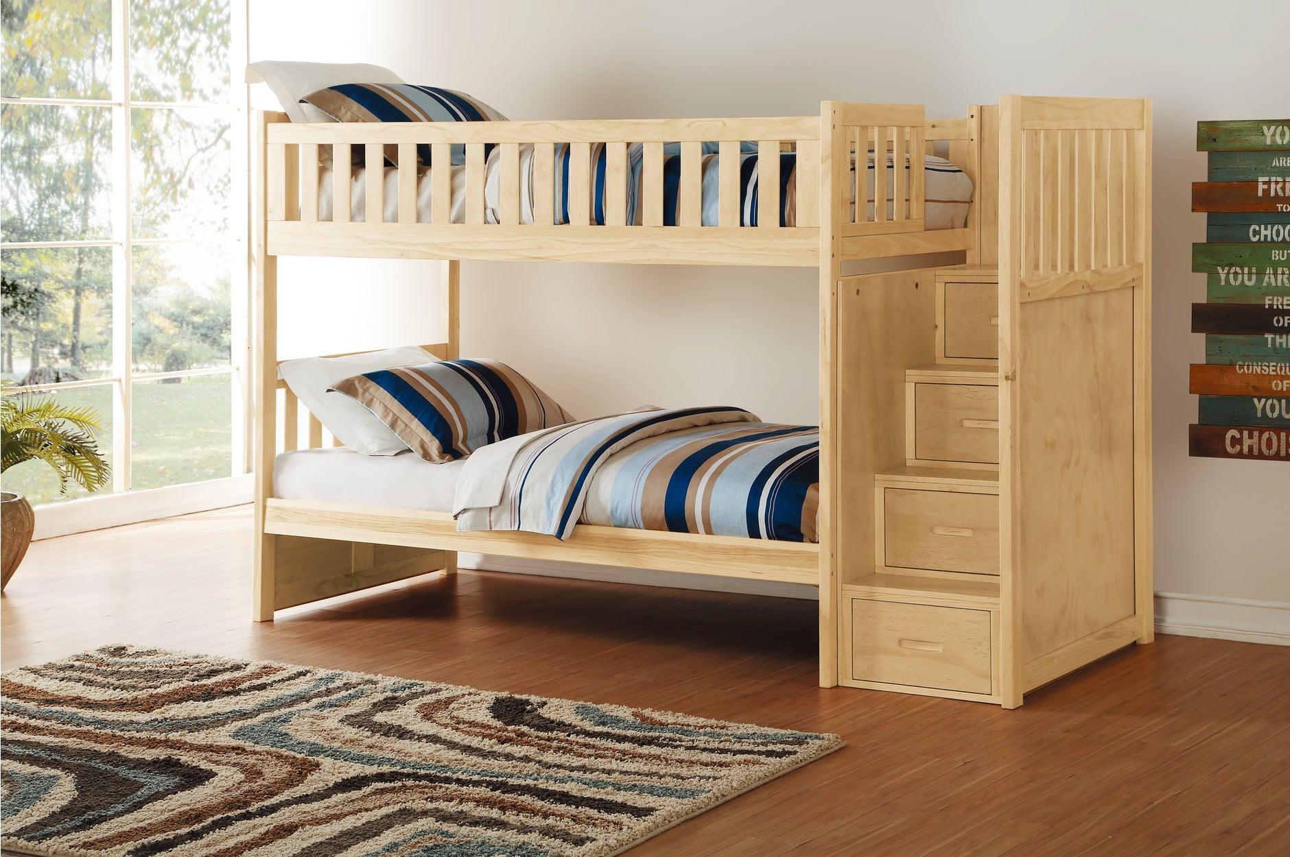 Bartly Natural Bunk Bedroom Set With Storage