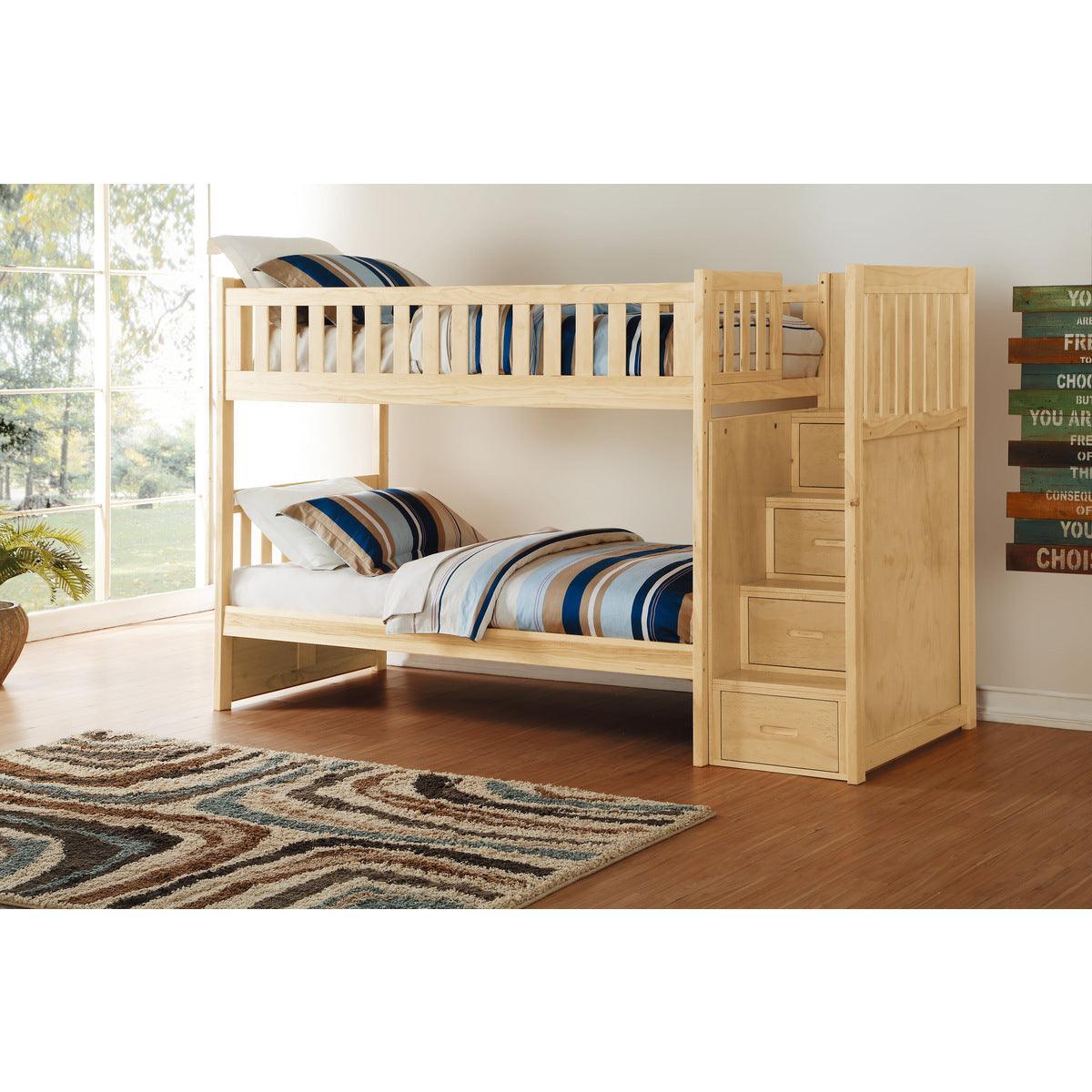 Bartly Natural Twin Over Twin Step Bunk Bed - Image 1