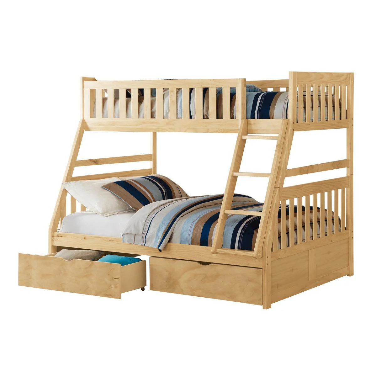 Bartly Natural Twin Over Full Bunk Bed With Storage Boxes - Image 2