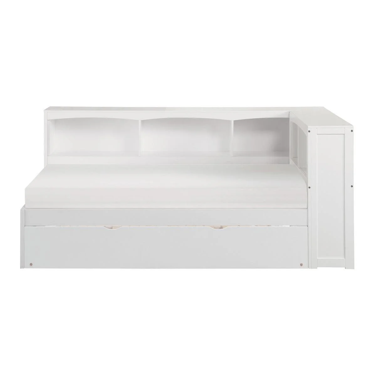 Galen White Twin Bookcase Corner Bed With Twin Trundle - Image 2