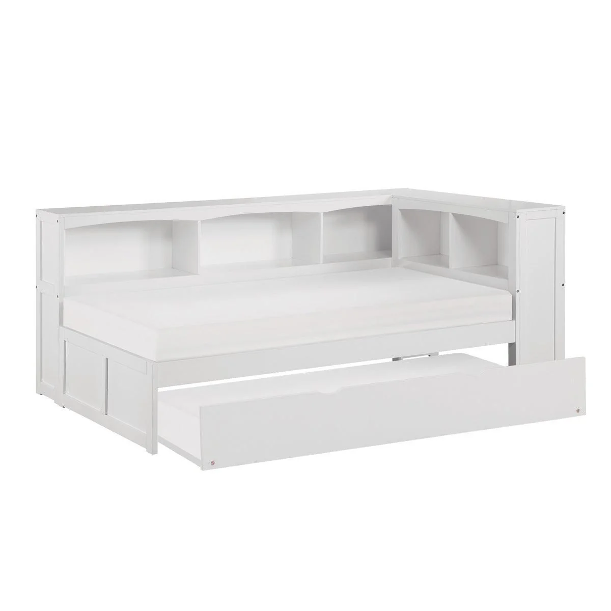 Galen White Twin Bookcase Corner Bed With Twin Trundle - Image 3