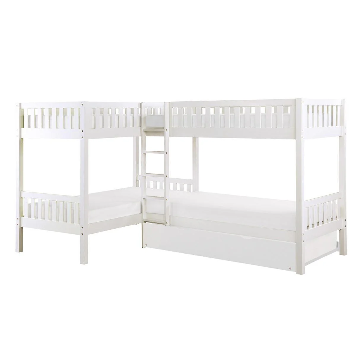 Galen White Corner Bunk Bed With Twin Trundle - Image 2