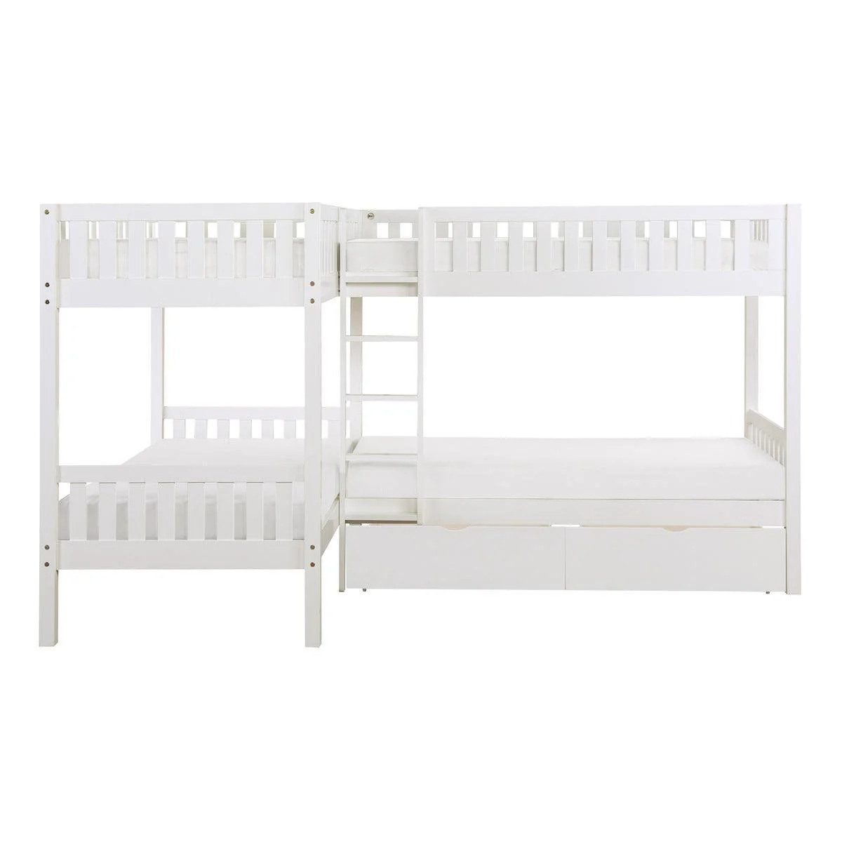 Galen White Corner Bunk Bed With Storage Boxes - Image 3