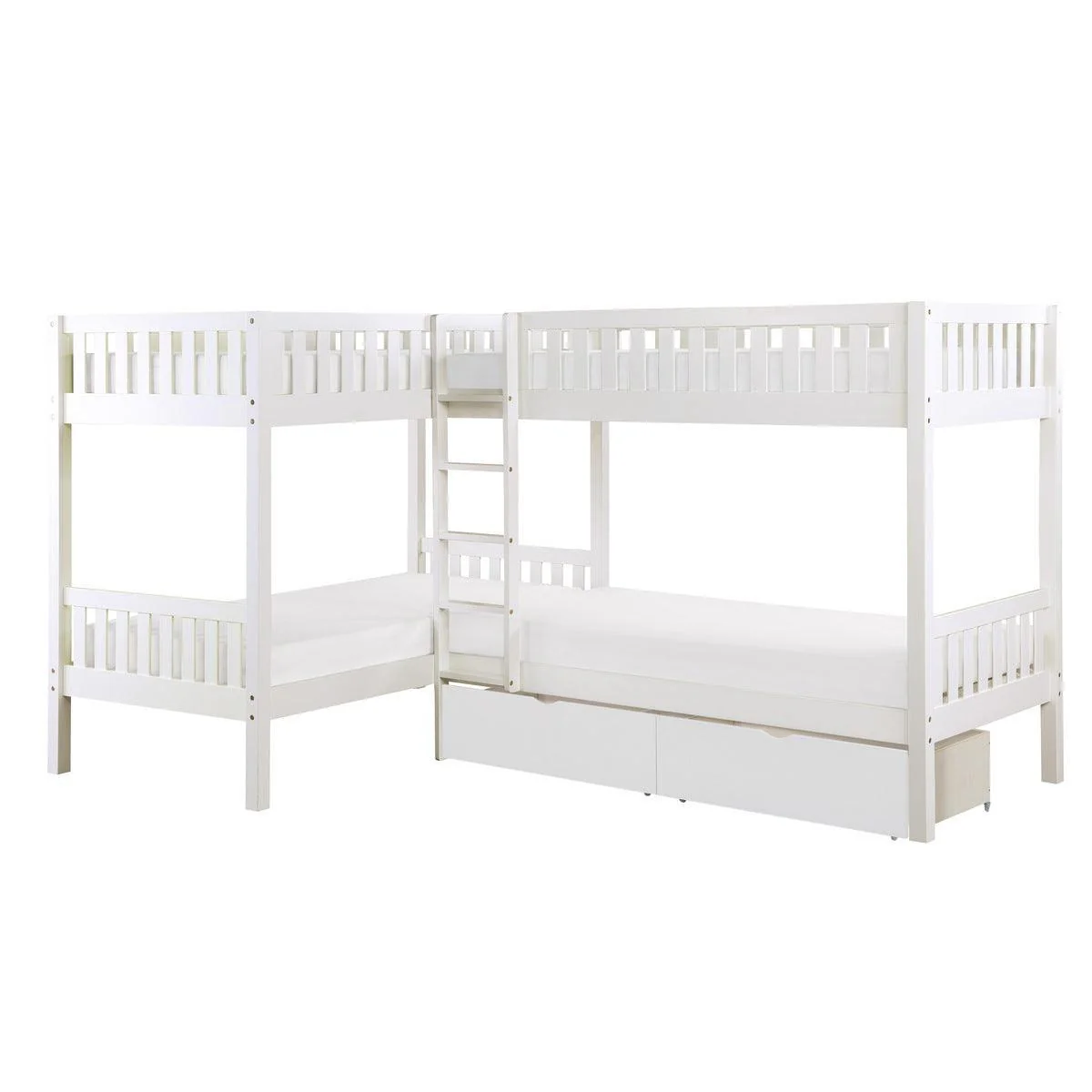 Galen White Corner Bunk Bed With Storage Boxes - Image 2