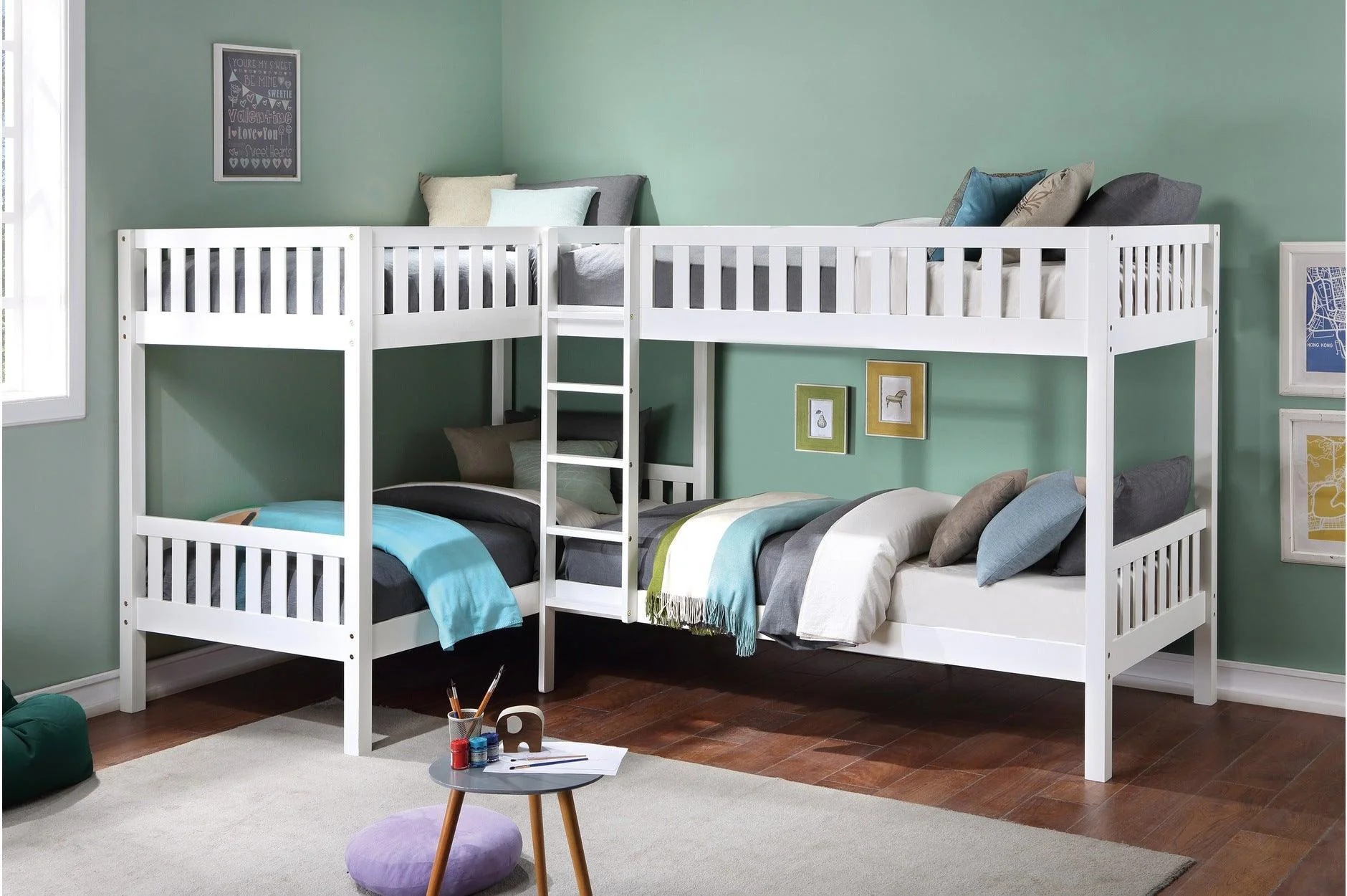 Galen White Four Twin Bedroom Set