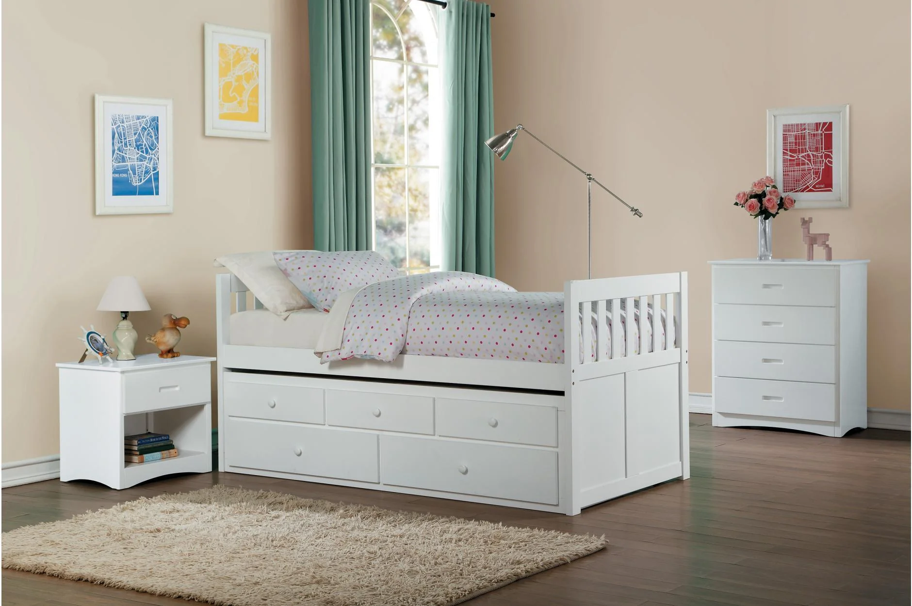 Galen White Twin Bed With Storage Bedroom Set