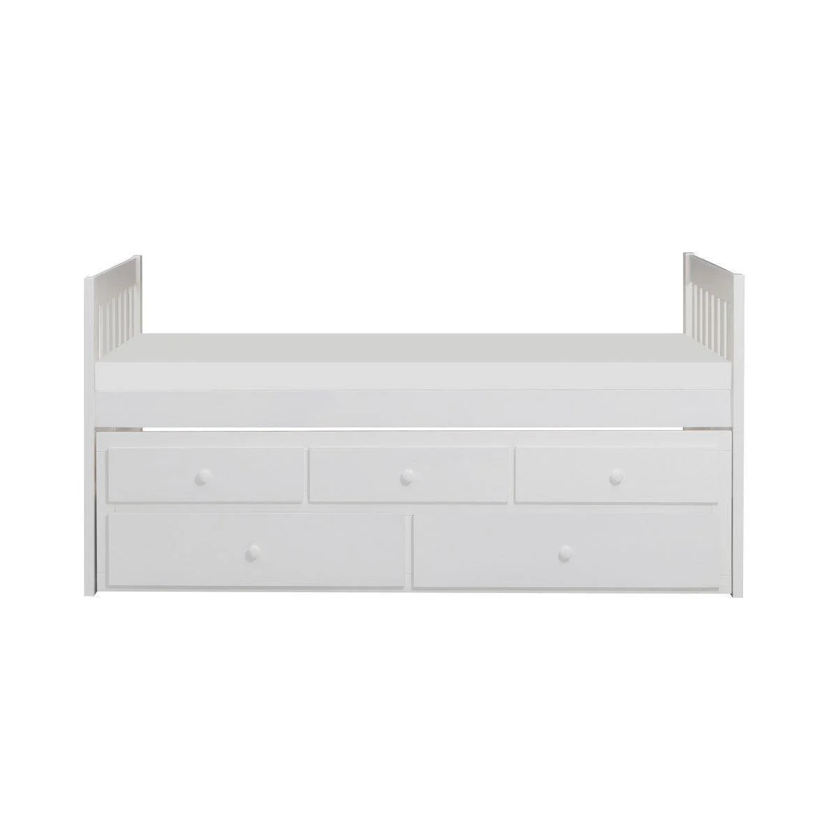 Galen White Twin Panel Storage Trundle Bed