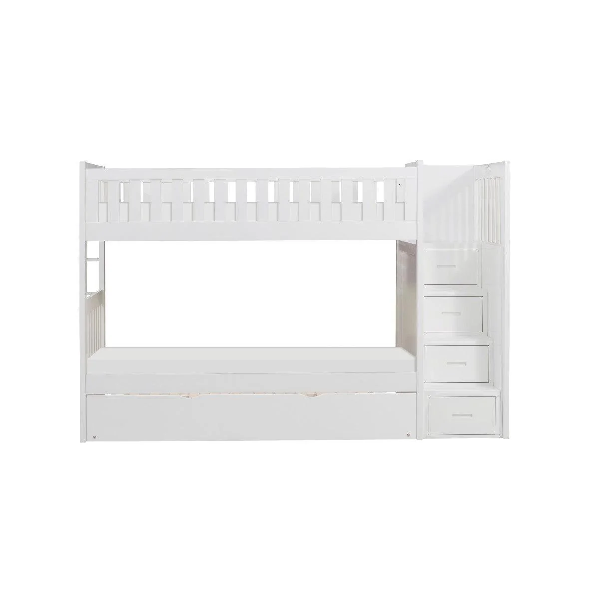 Galen White Twin Over Twin Step Bunk Bed With Twin Trundle - Image 2