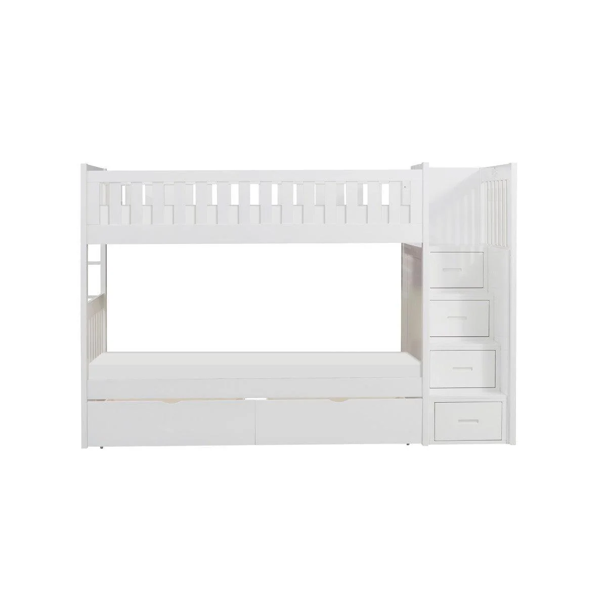 Galen White Twin Over Twin Step Bunk Bed With Storage Boxes - Image 2