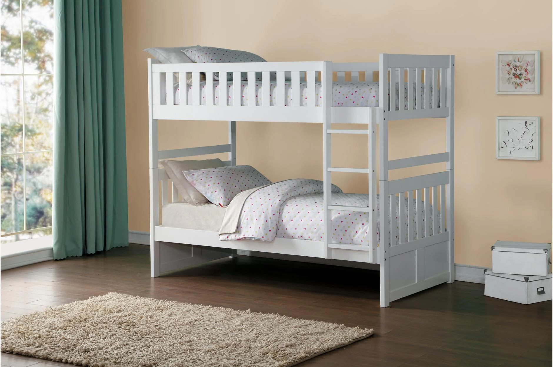 Galen White Twin Over Twin With Stairs Bedroom Set