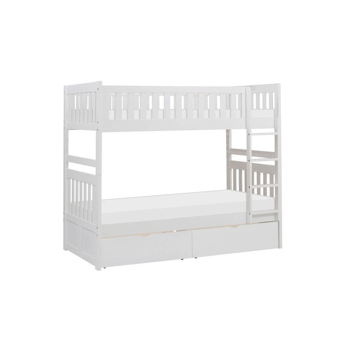 Galen White Twin Over Twin Bunk Bed With Storage Boxes - Image 3