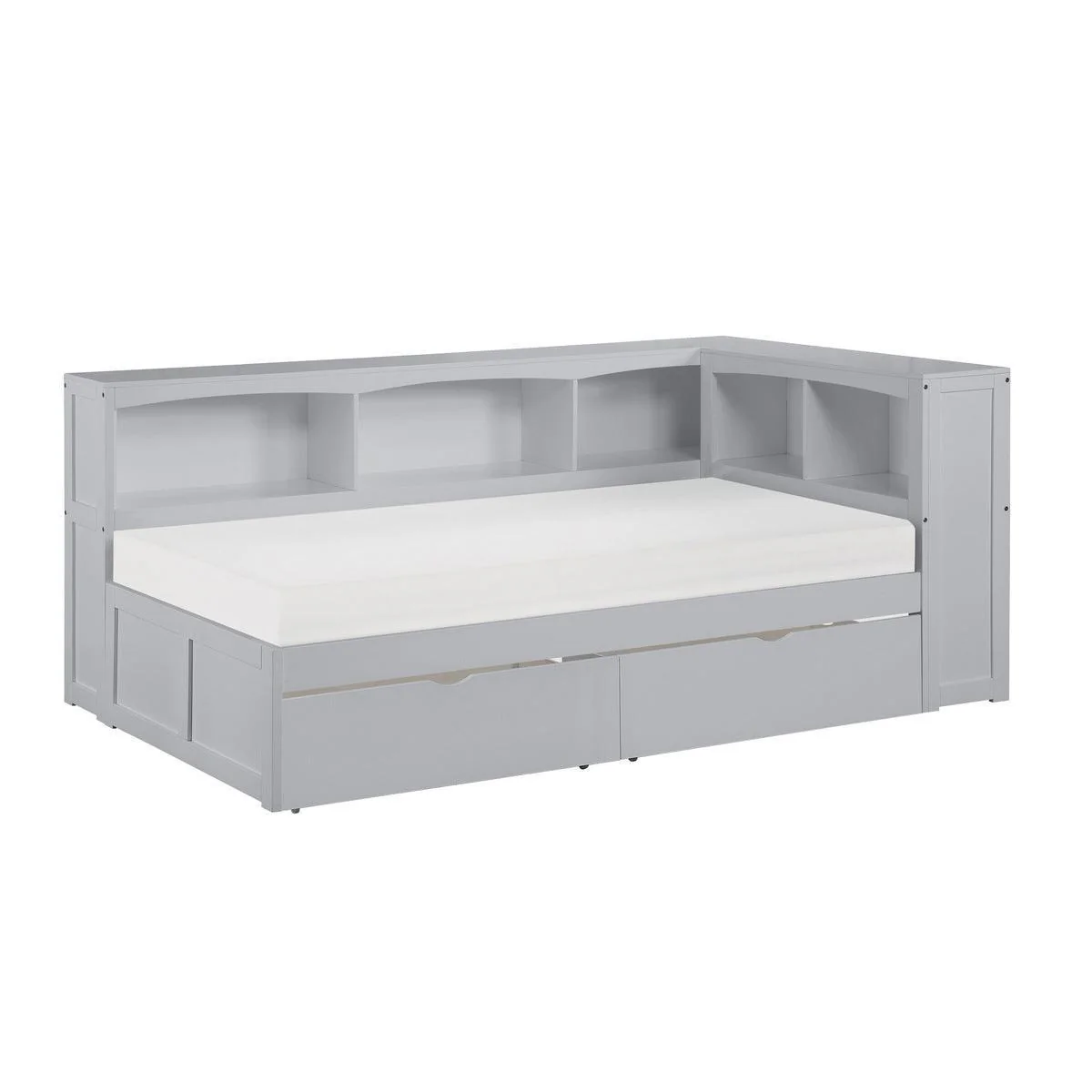 Orion Gray Twin Bookcase Corner Bed With Storage Boxes - Image 2