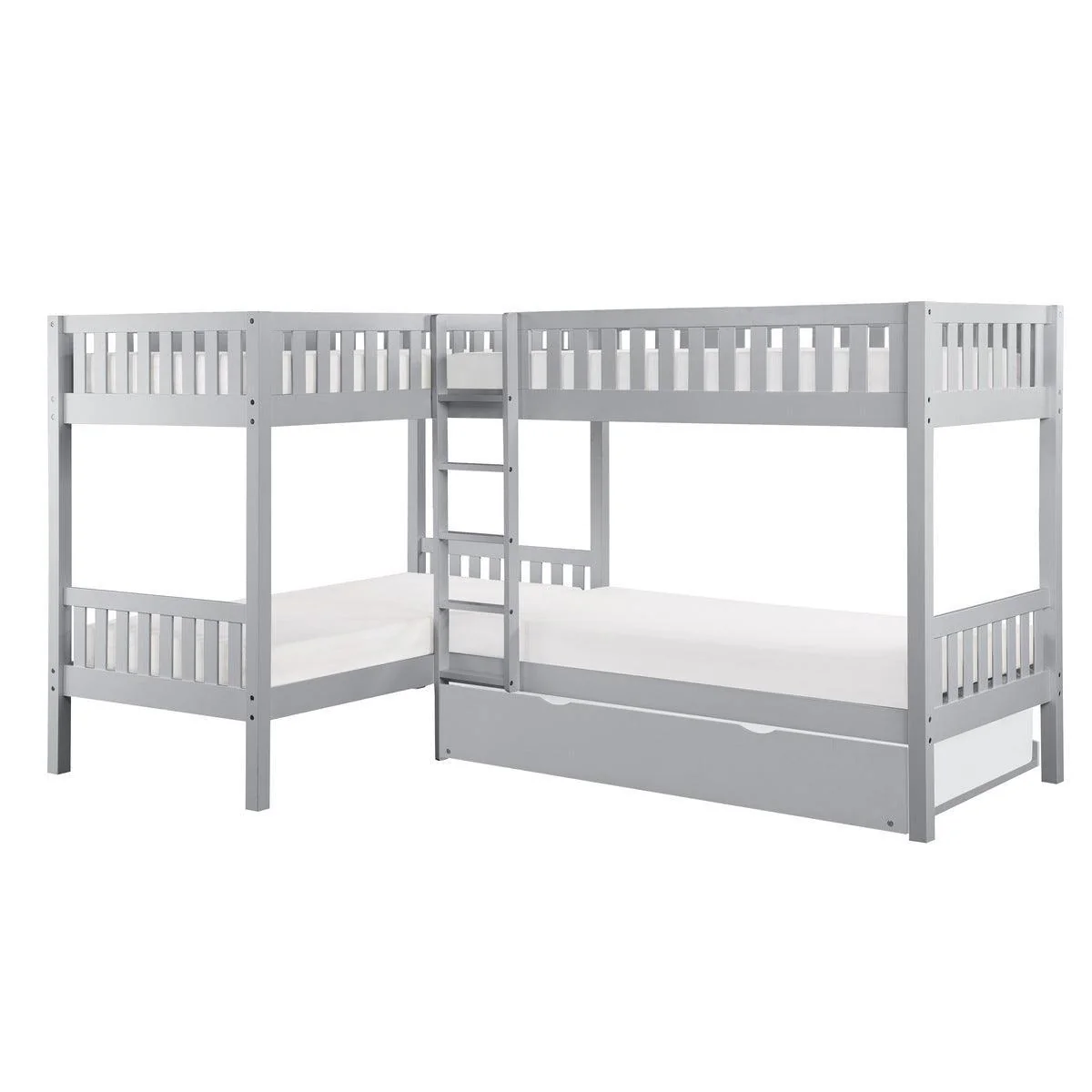 Orion Gray Corner Bunk Bed With Twin Trundle - Image 2