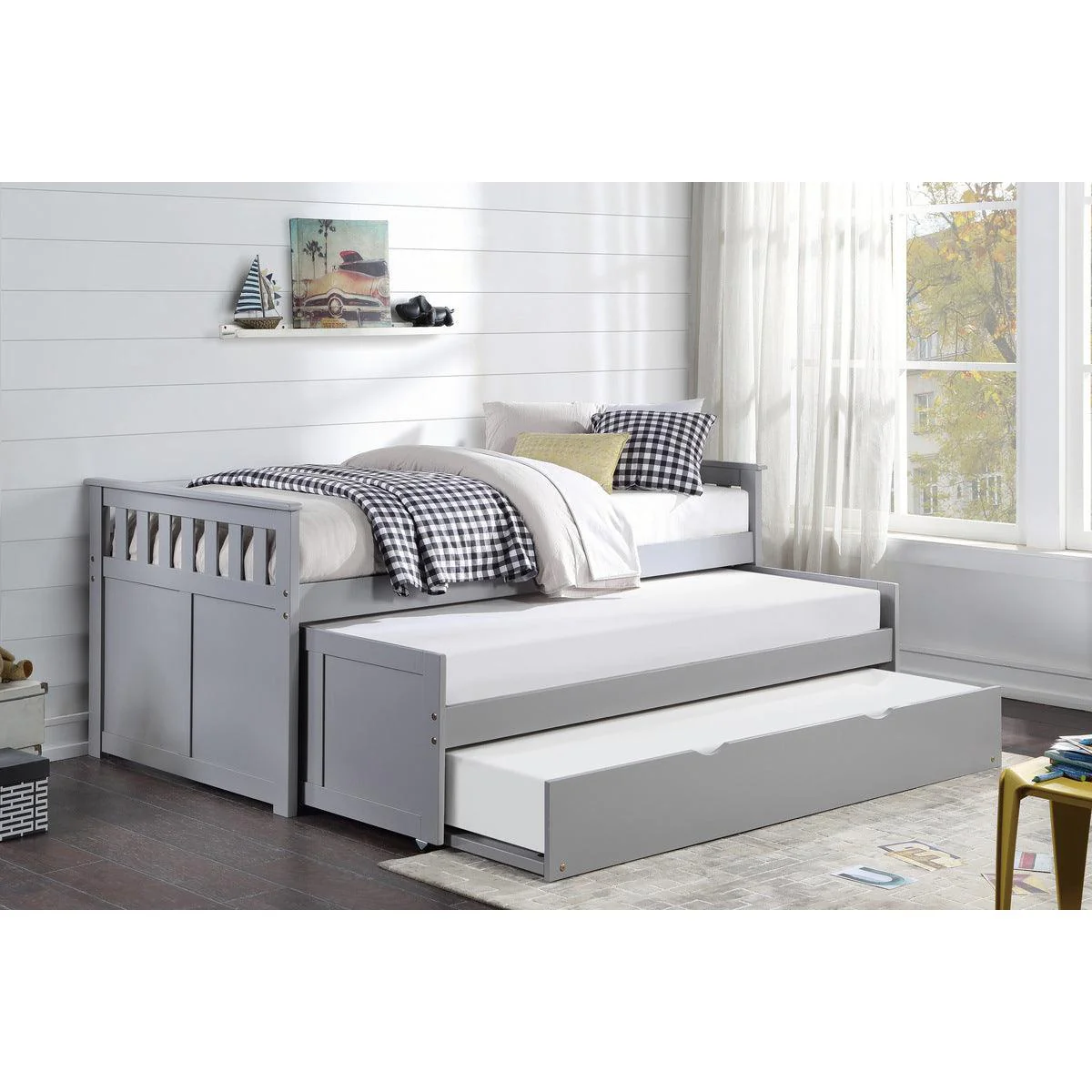 Orion Gray Twin Over Twin Bed With Twin Trundle - Image 1