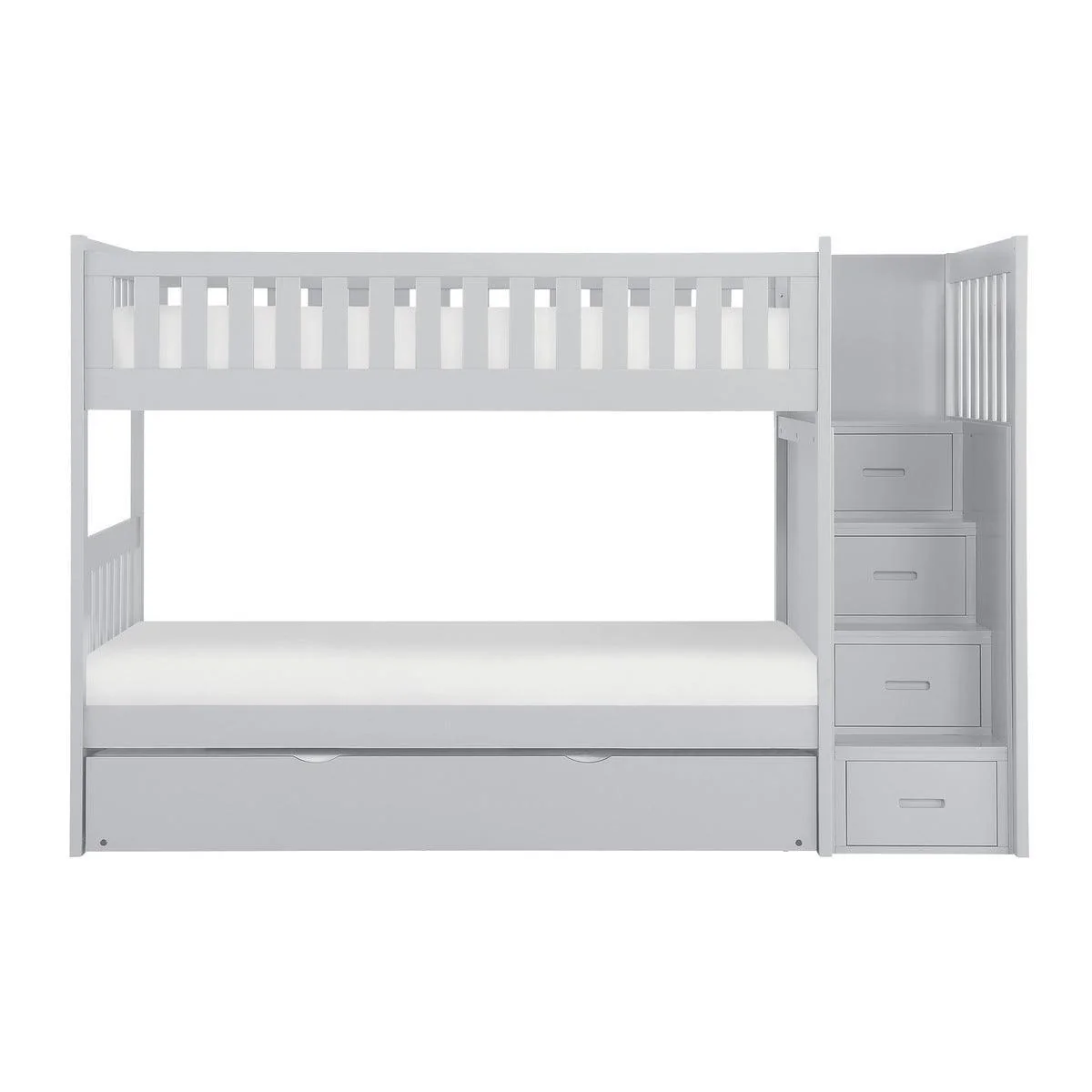 Orion Gray Twin Over Twin Step Bunk Bed With Twin Trundle - Image 2