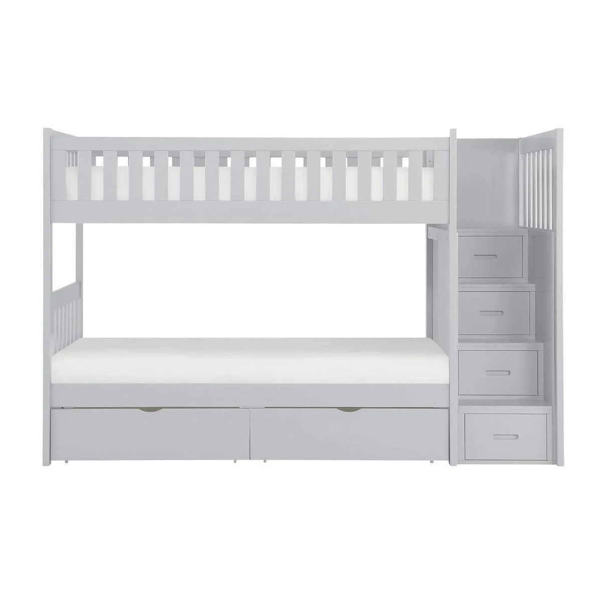 Orion Gray Twin Over Twin Bunk Step Bed With Storage Boxes - Image 2