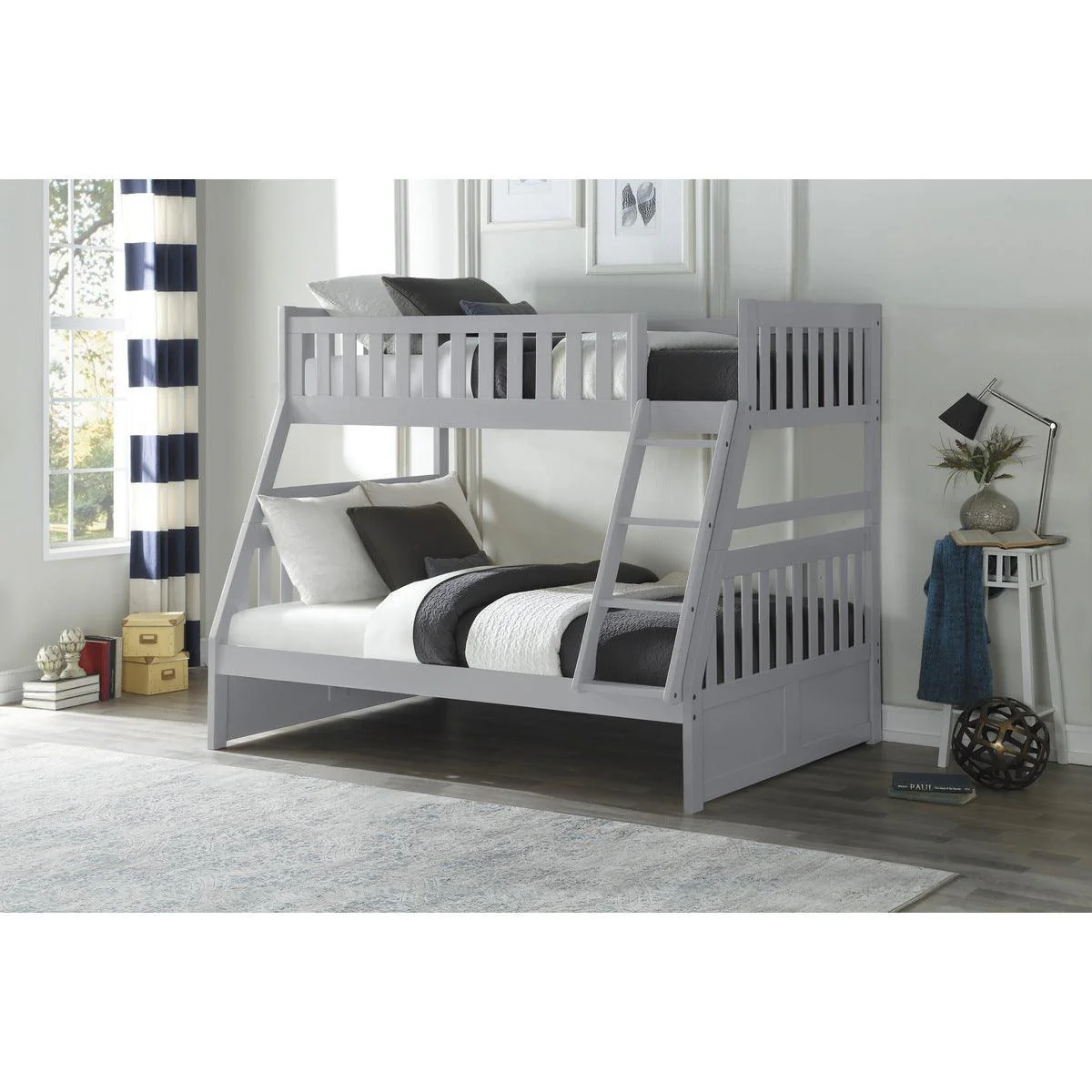 Orion Gray Twin Full Bunk Bed