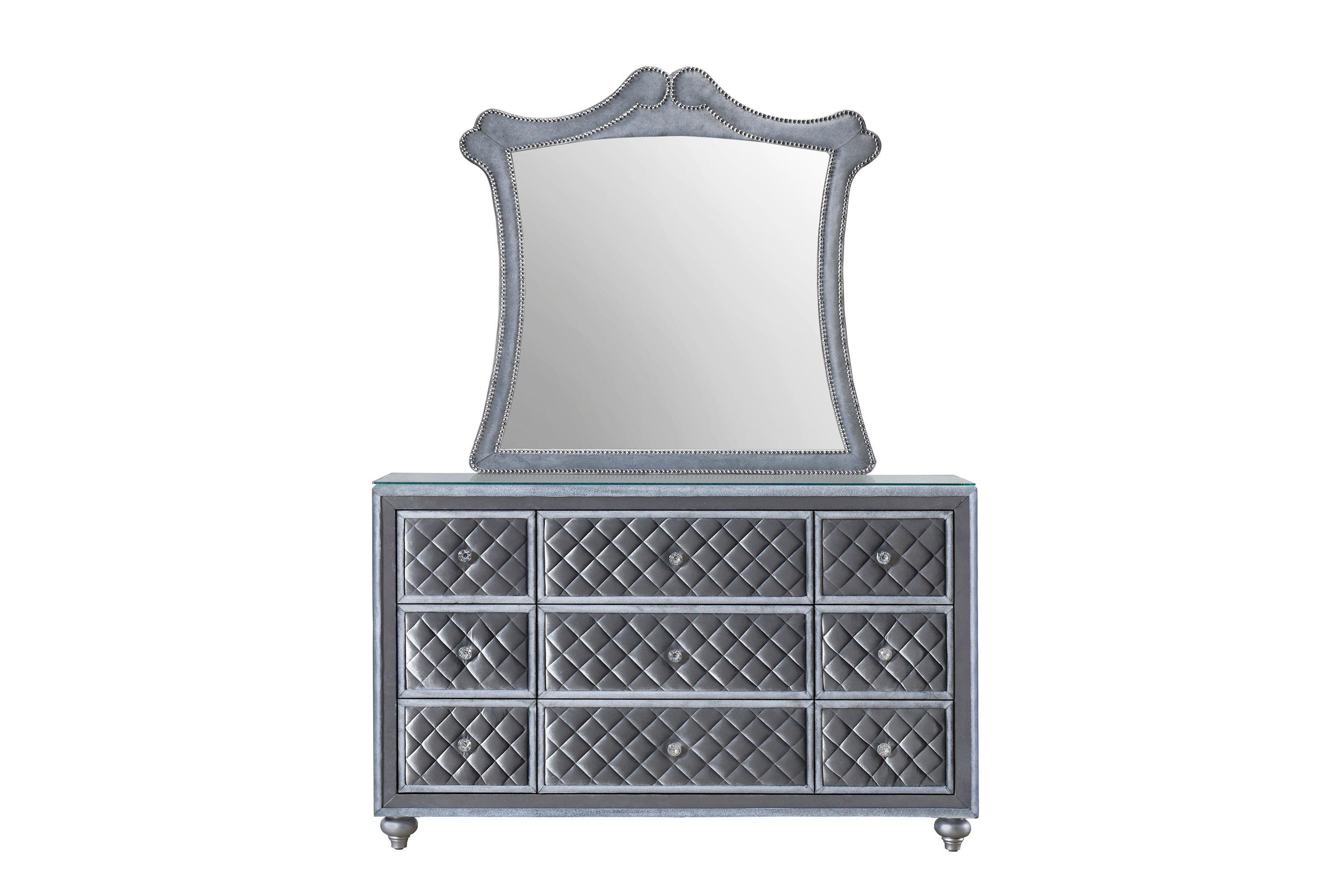 Cameo Dresser Gray Dark Velvet 9 Drawers - Image 2