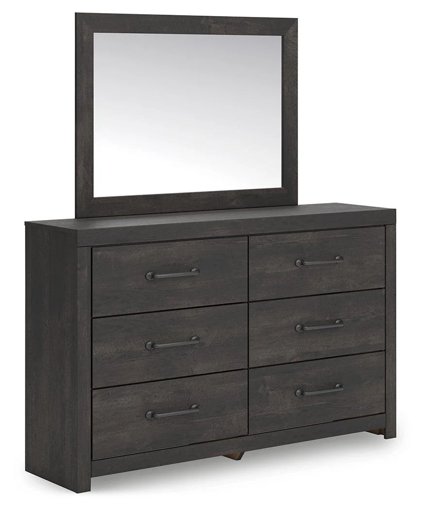 Hollivern Dark Gray Dresser and Mirror - Image 2