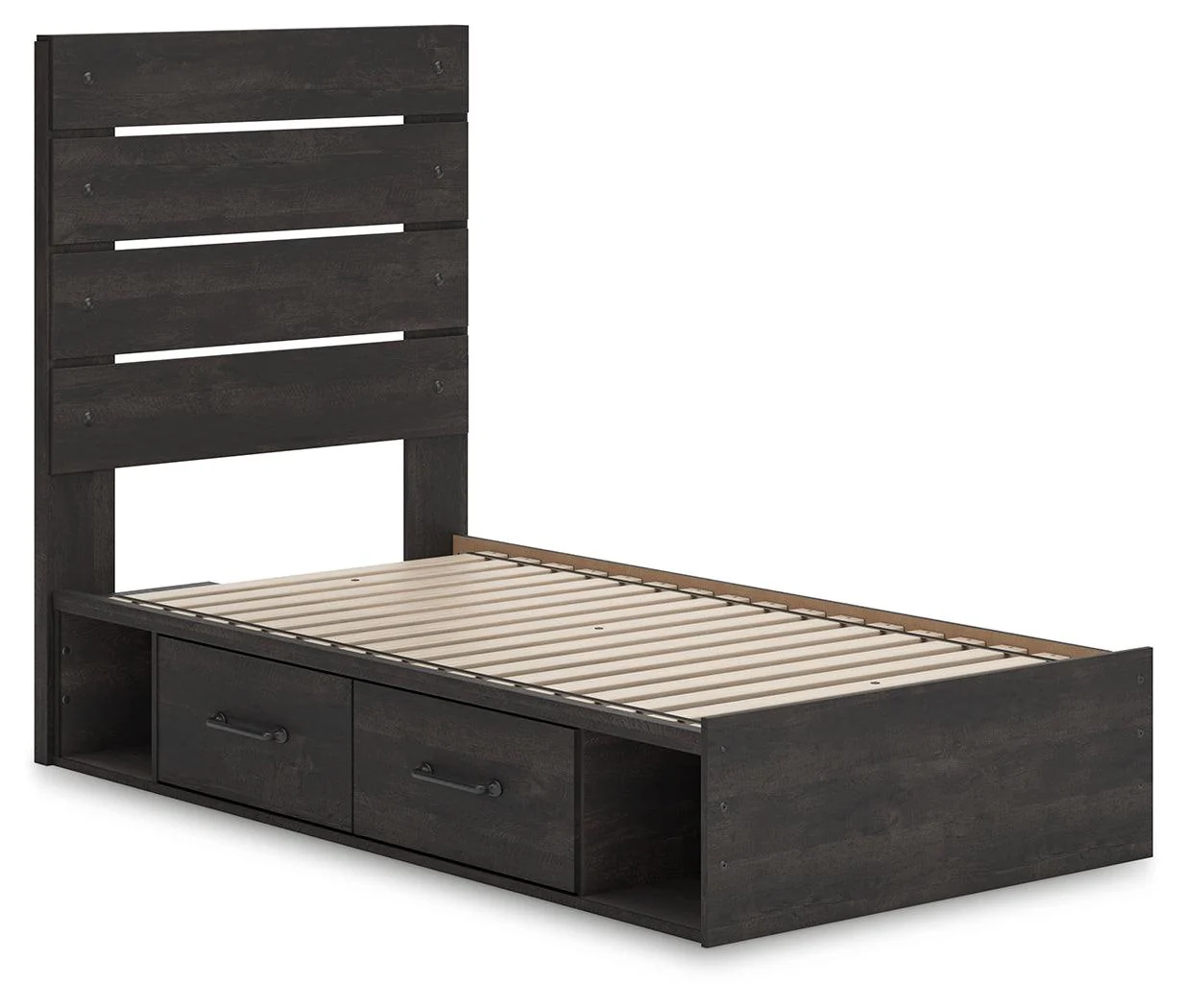 Hollivern Dark Gray Twin Panel Storage Bed - Image 3