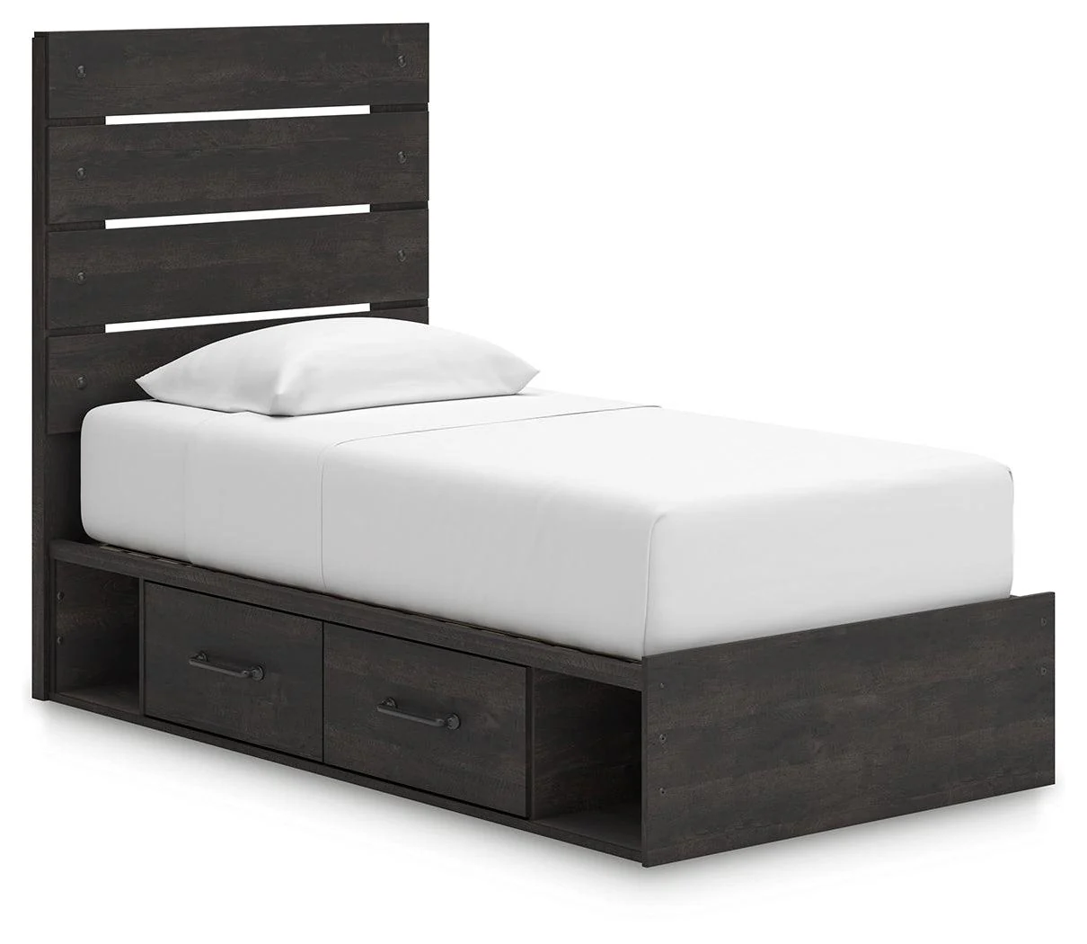 Hollivern Dark Gray Twin Panel Bed with Storage - Image 2