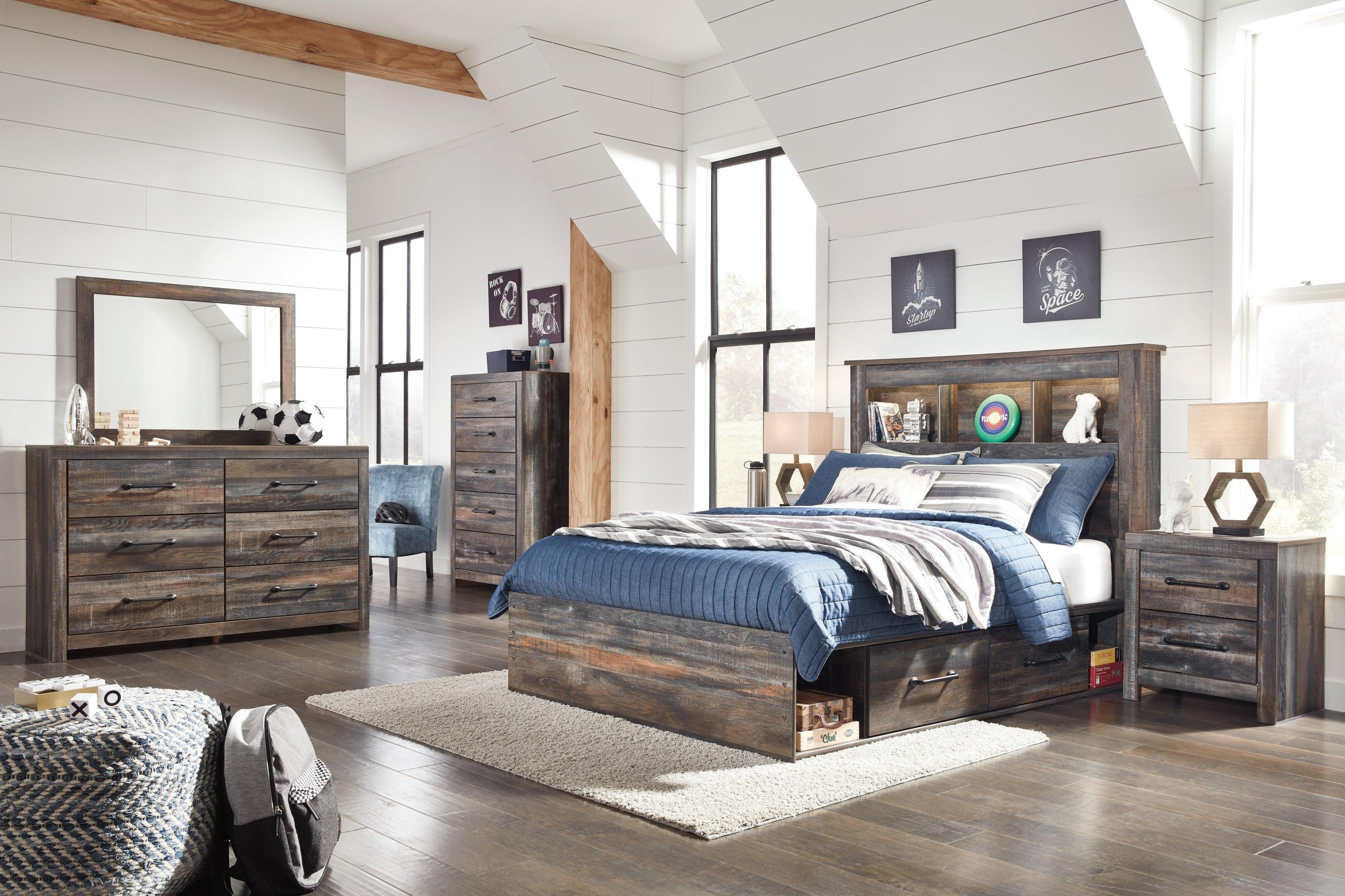 Drystan Multi Full Bookcase Bed With 2 Storage Drawers - Image 3