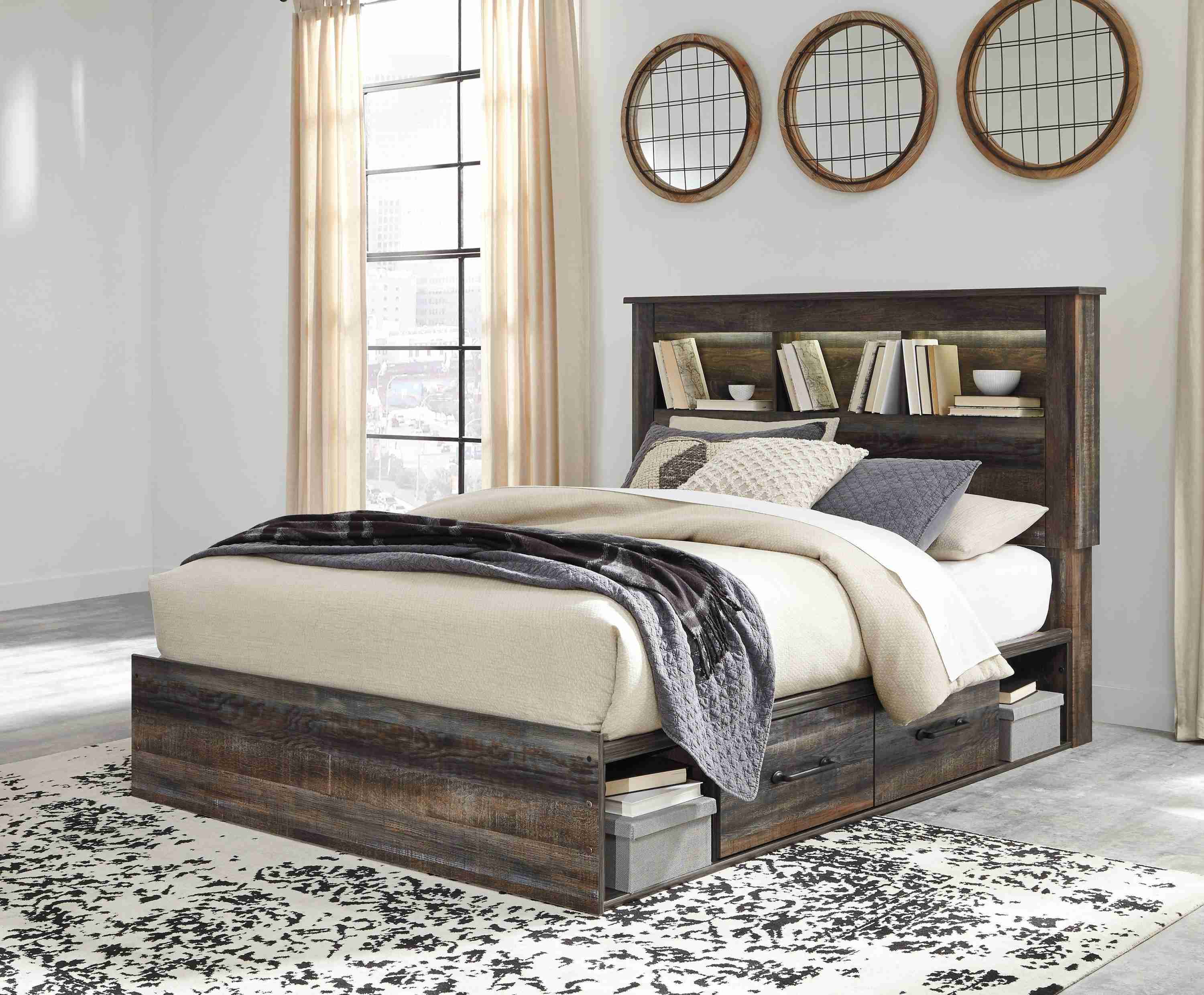 Drystan Multi Queen Bookcase Bed With 4 Storage Drawers - Image 3