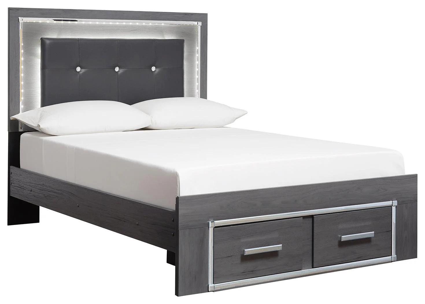 Lodanna Gray Full Panel Bed With 2 Storage Drawers - Image 2